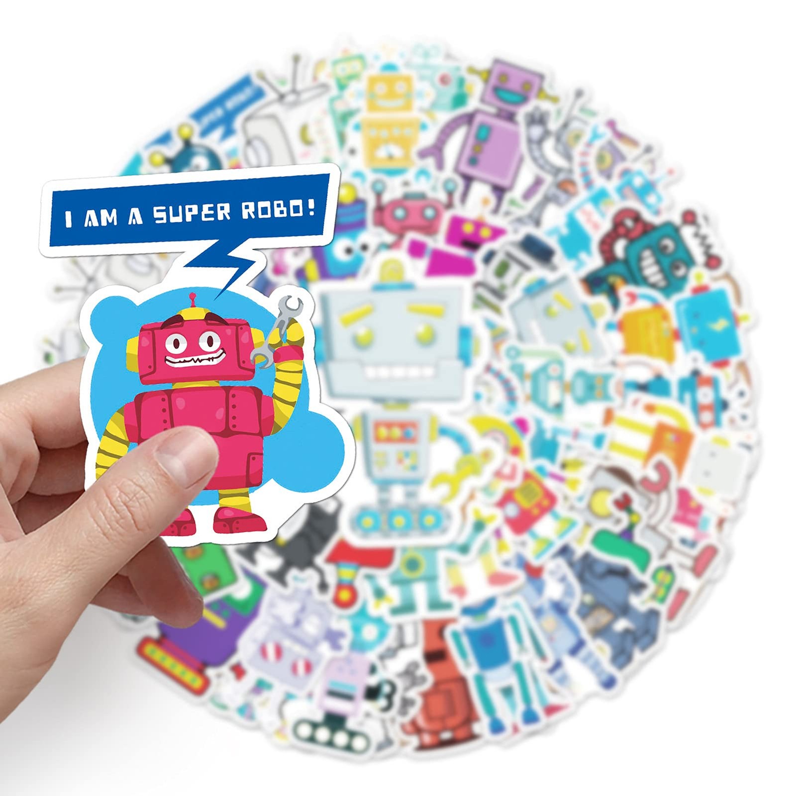 Cute Cartoon Robot Stickers for Kids – 50PCS Cool Tech Robot Stickers, Waterproo