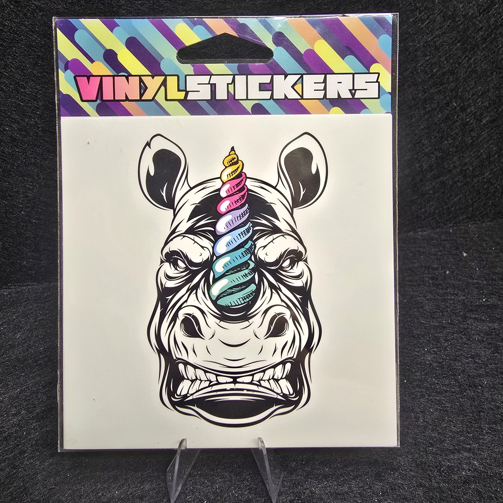 RAINBOW UNICORN RHINO ~ Small Vinyl Sticker 4"