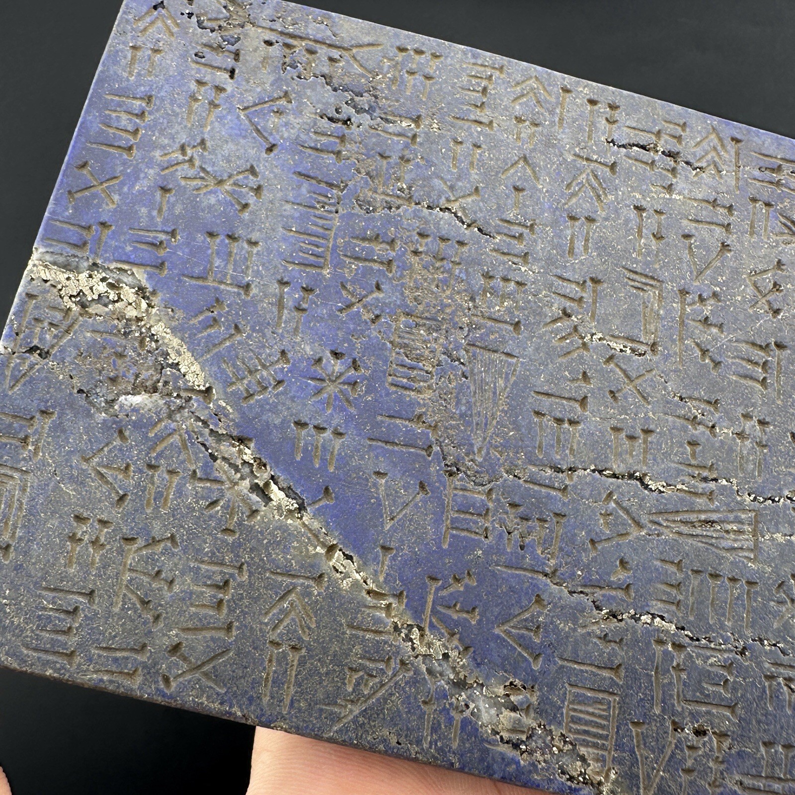 Lapis Lazuli Carved Till Shape Unique Design And Writing