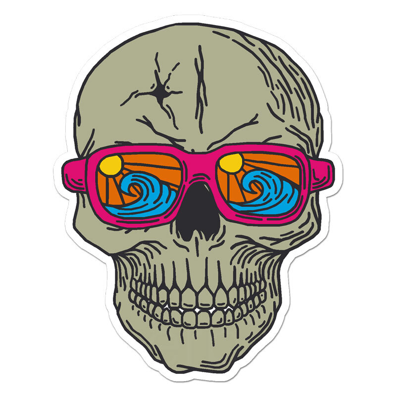 Sunglasses Surf Skull, Vinyl Decal Sticker, Indoor Outdoor, 3 Sizes, #11448