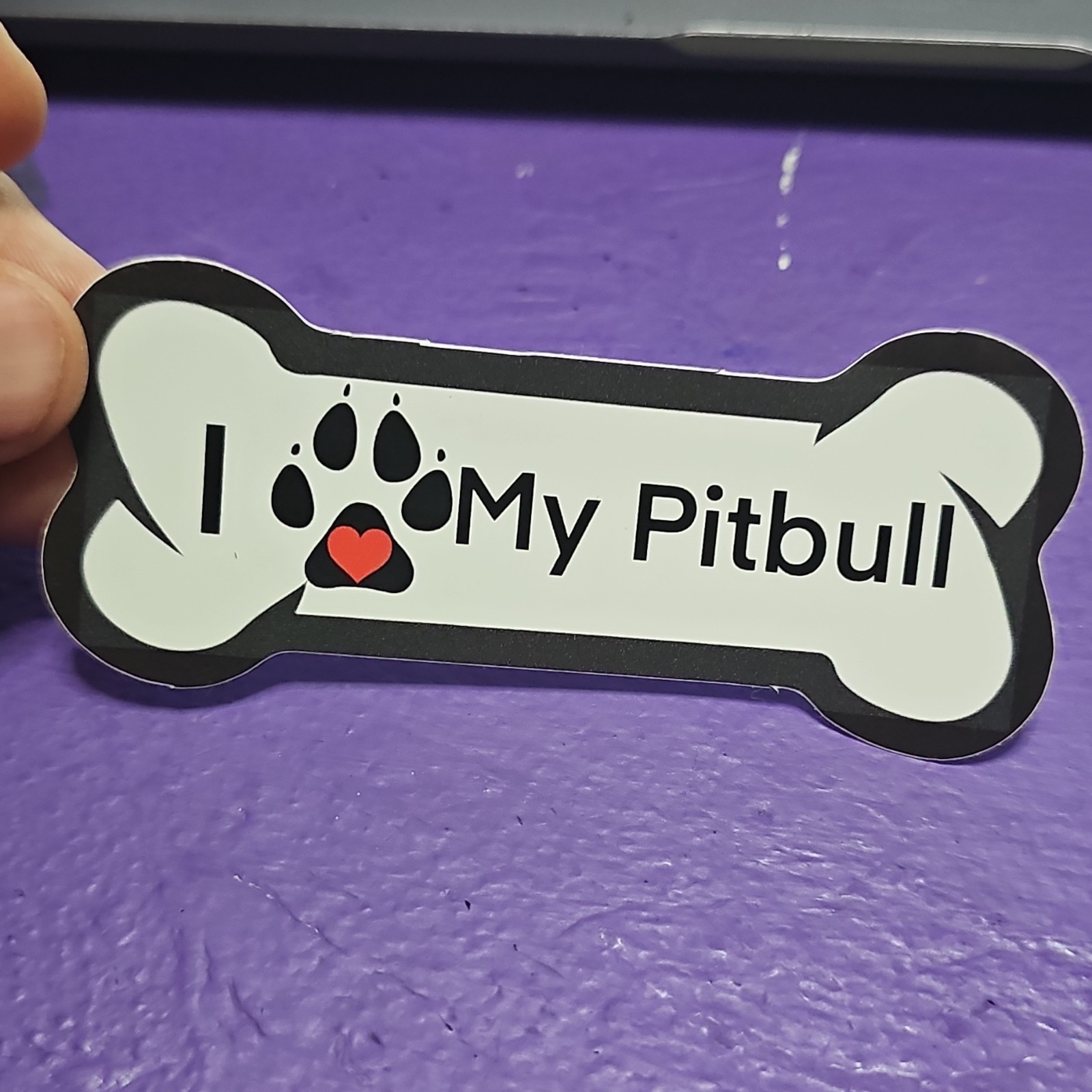 I Love My Pitbull Bone-Shaped Vinyl Sticker Decal Self-Adhesive Car Window