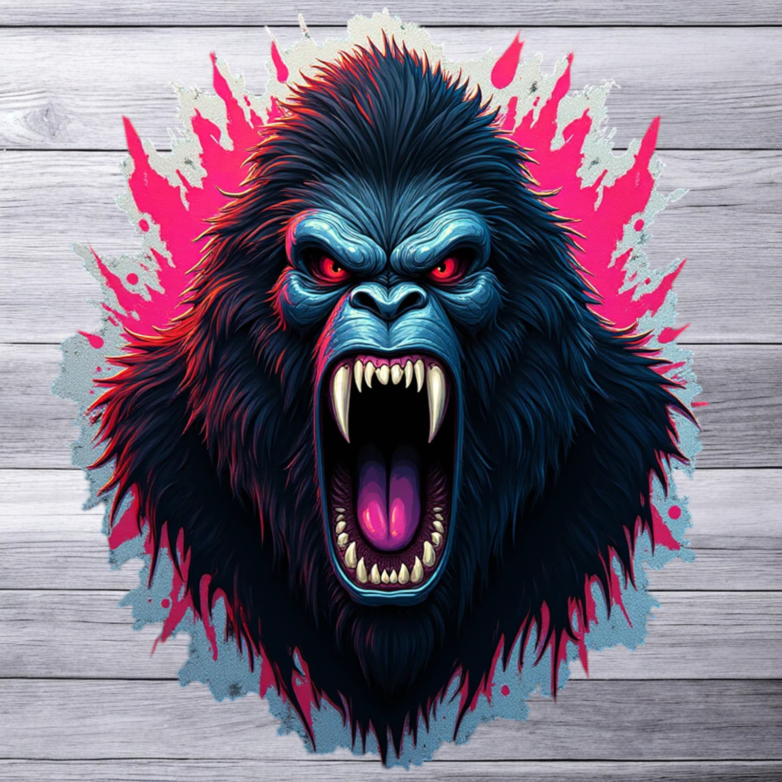 Bigfoot sticker vinyl decal angry face monster cryptid horror art