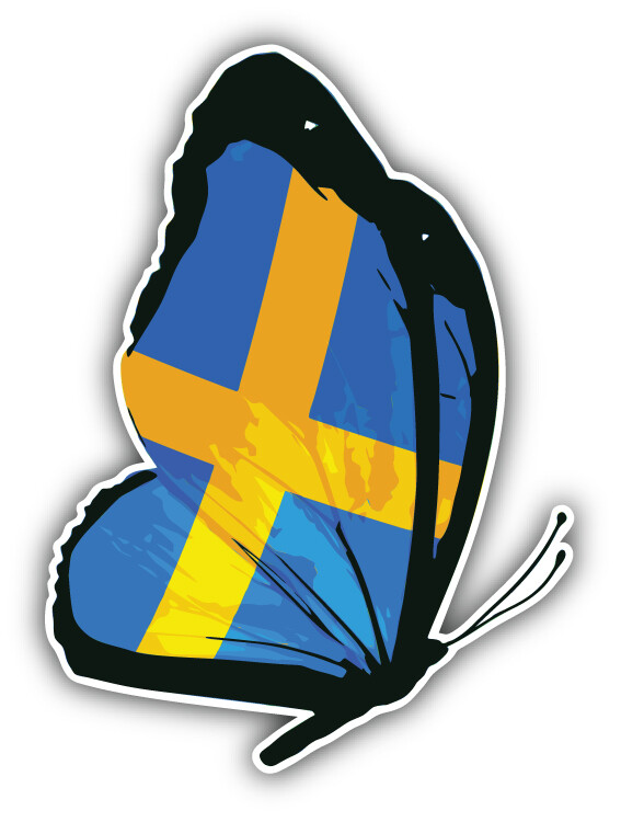 Sweden Butterfly Flag Car Bumper Sticker Decal