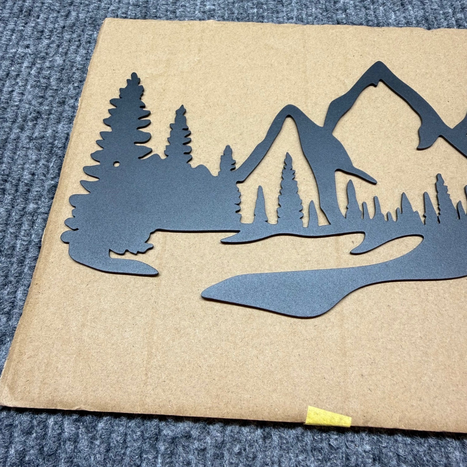 Metal Mountain Pine Tree Wall Art 16in Black Powder Coated Landscape Sign New