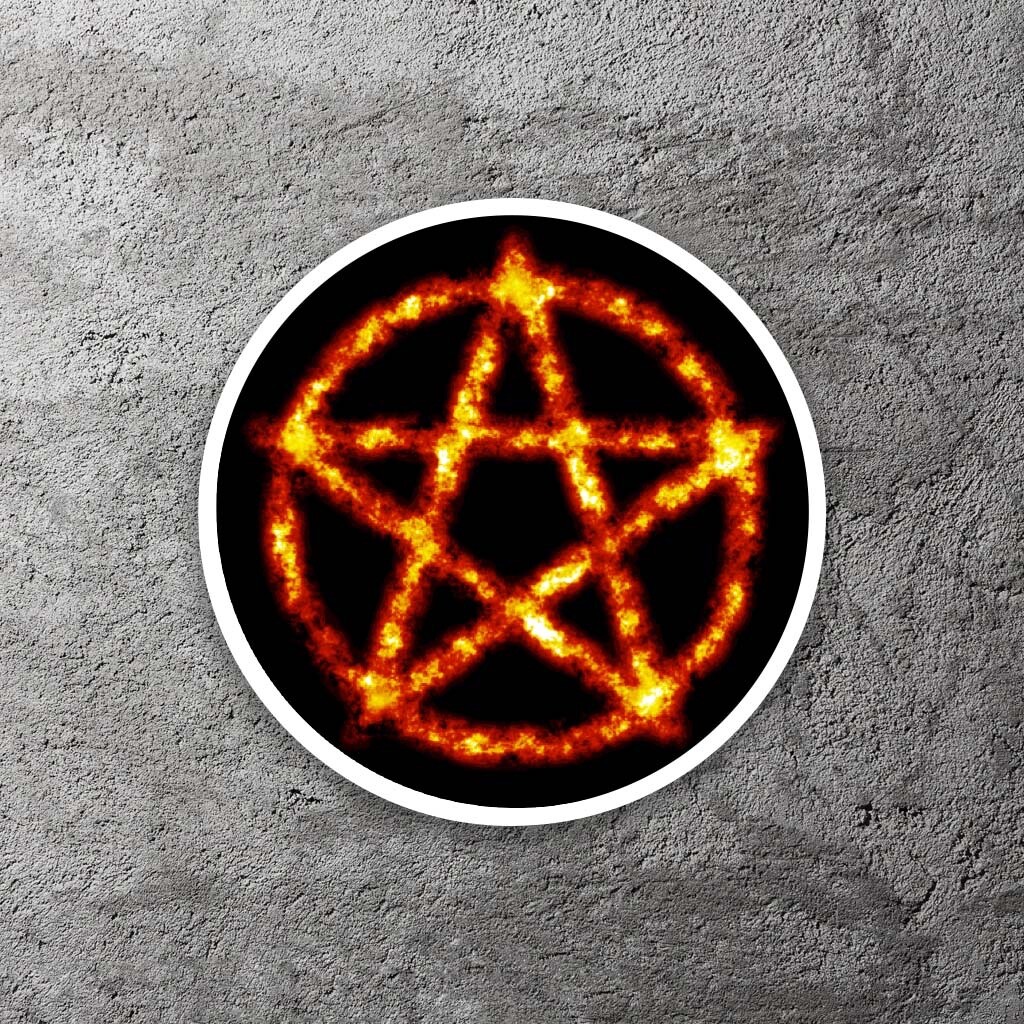 Pentagram Fire Vinyl Sticker 3.5" Wide – Includes Two Stickers
