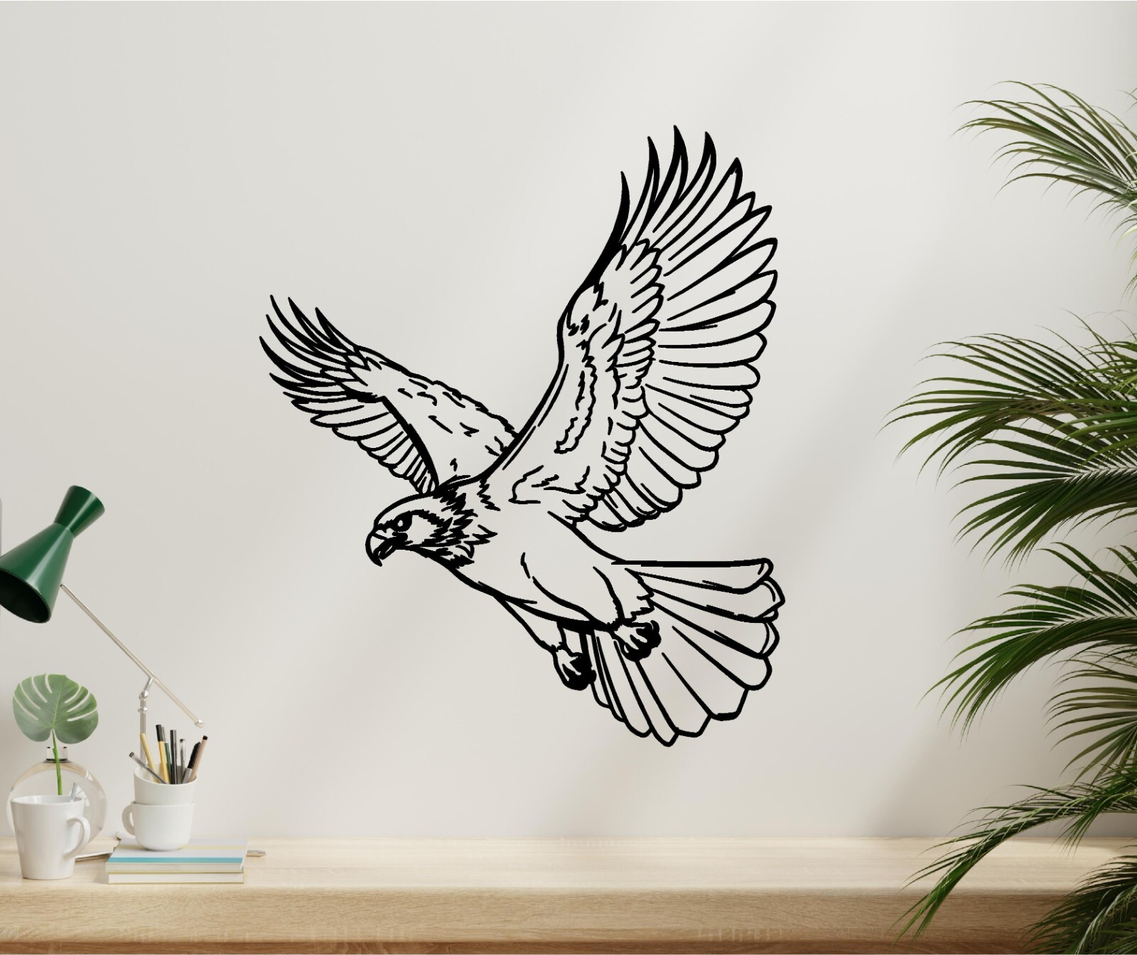 Eagle Flying Outline Vinyl Wall Art Patriotic Symbol Detailed Graphic Decal