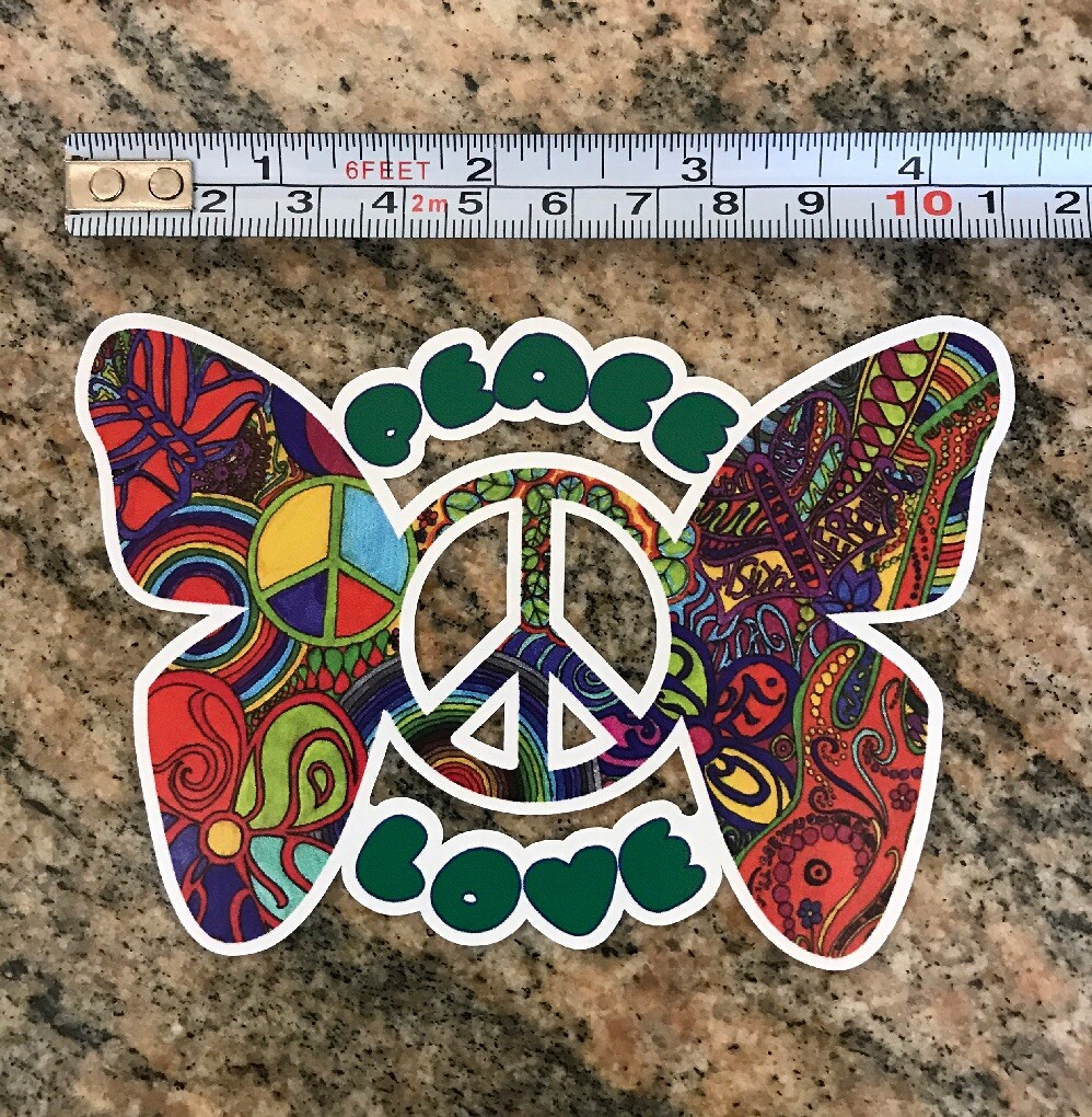 Peace Love Sticker – Peace Sign 60s Woodstock Hendrix Hippy Hippie Flower Child
