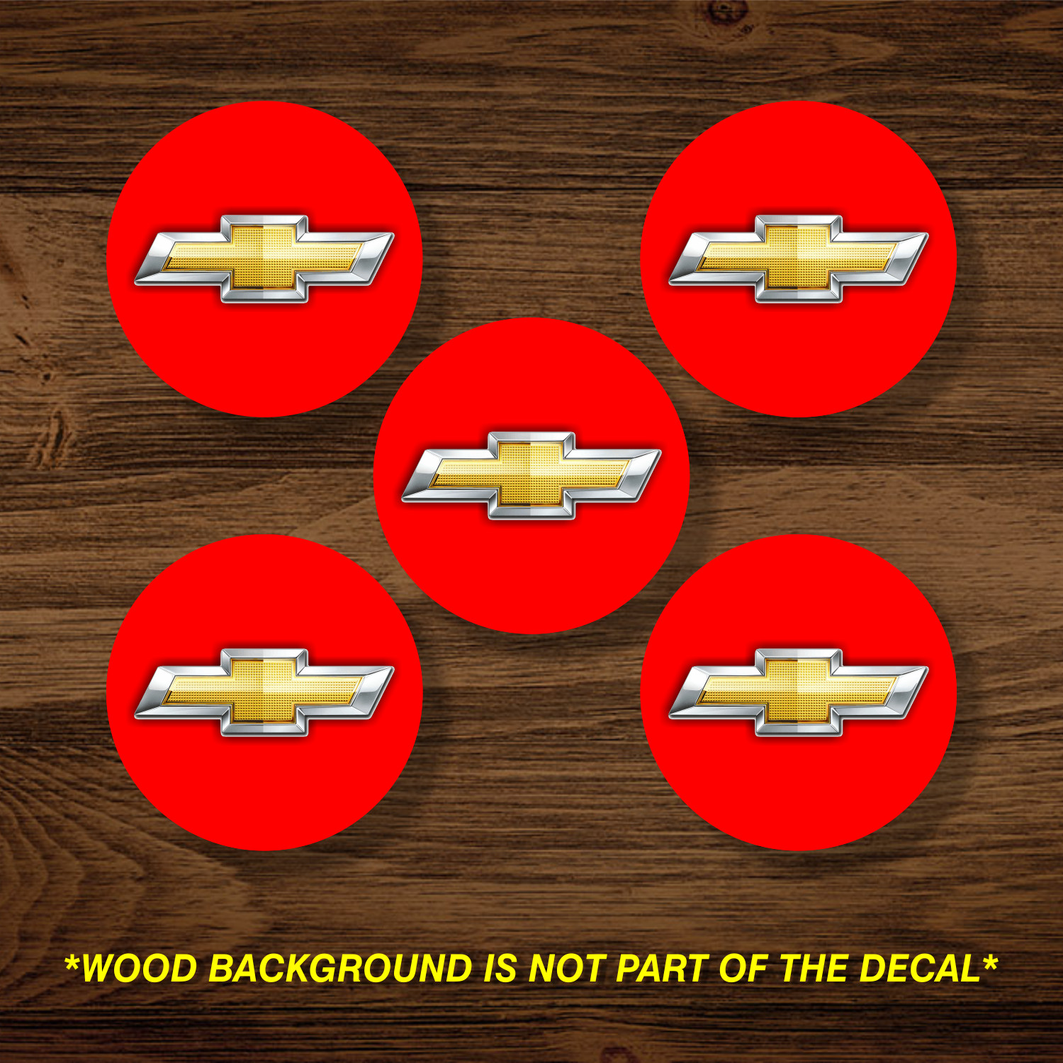 Chevrolet Chevy Bowtie Wheel Center Cap Overlay x5, Vinyl Decal Sticker