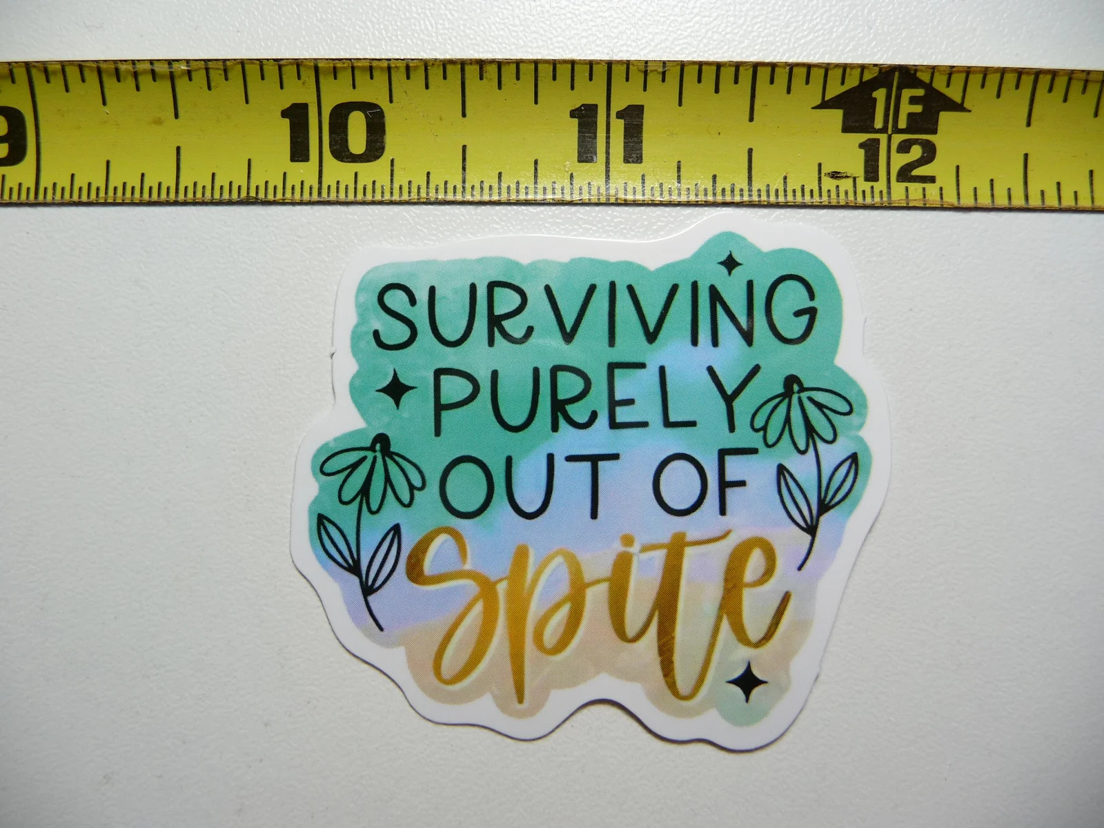 SURVIVING PURELY OUT OF SPITE SMALL STICKER DECAL FUNNY SAYING SNARKY SARCASTIC
