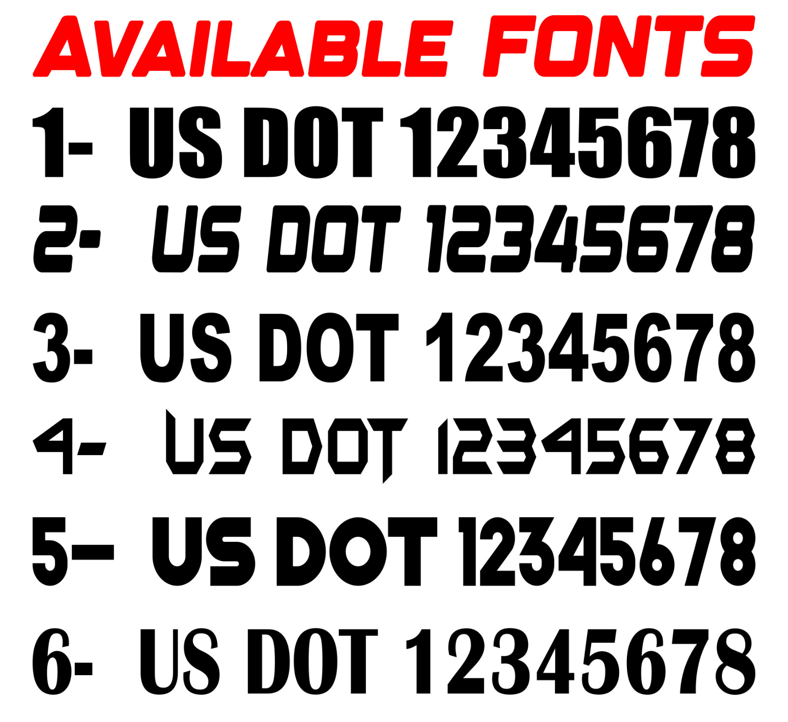 USDOT Decals Set of 2 Custom US DOT Numbers 22 X 14 INCHES