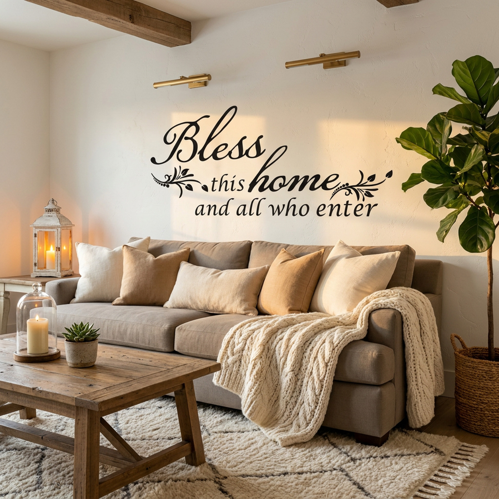 Bless This Home and All who Enter Vinyl Wall Decal Entryway Living Bible Verse