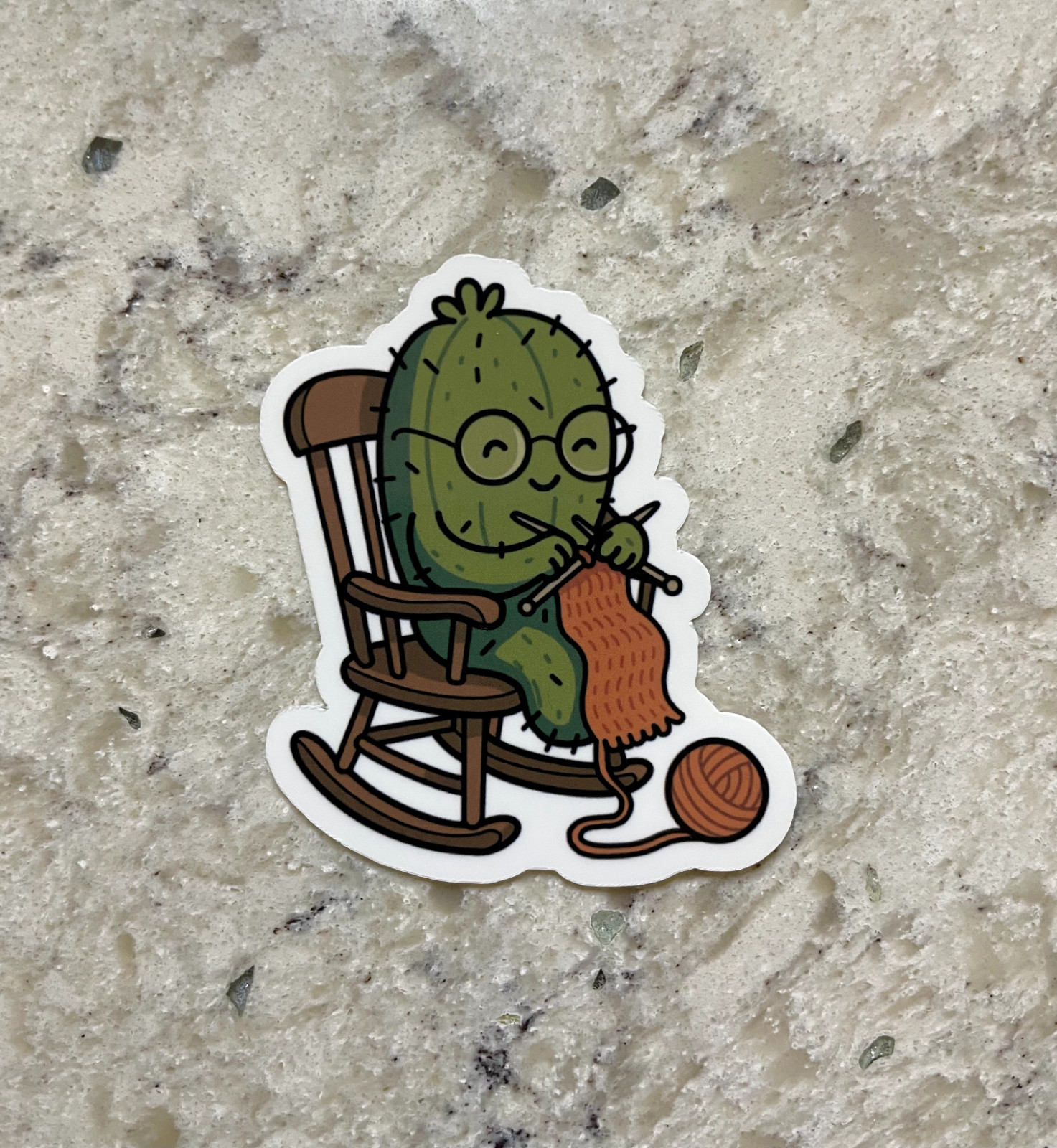 Knitting Cactus Sticker l Gloss or Holographic Laminate l Waterproof Decal