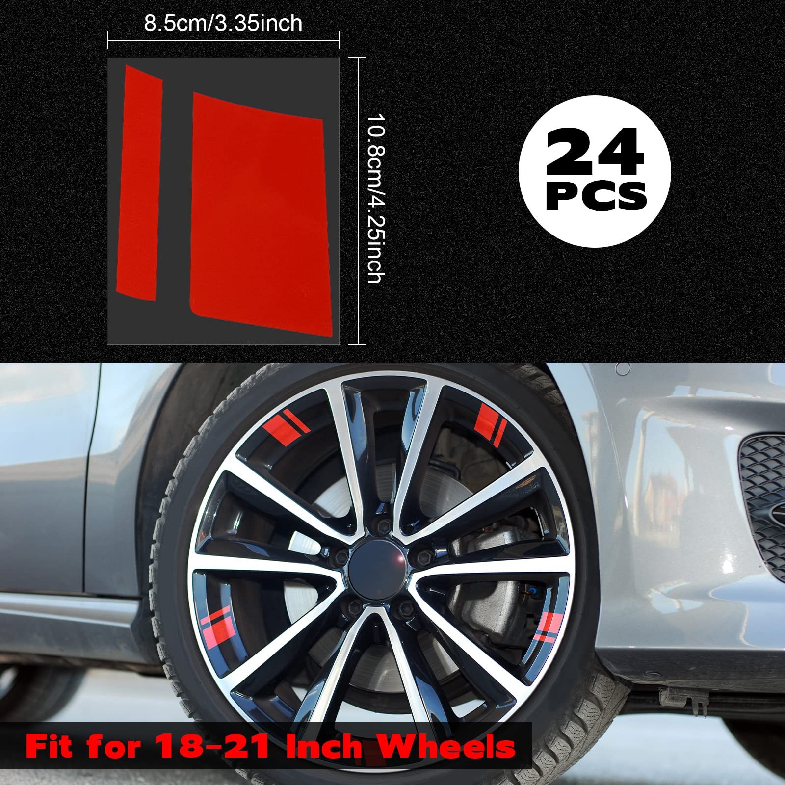 24 Pcs Wheel Rim Decal Stripes Car Decals for 18-21 Inch Reflective Car Stick…