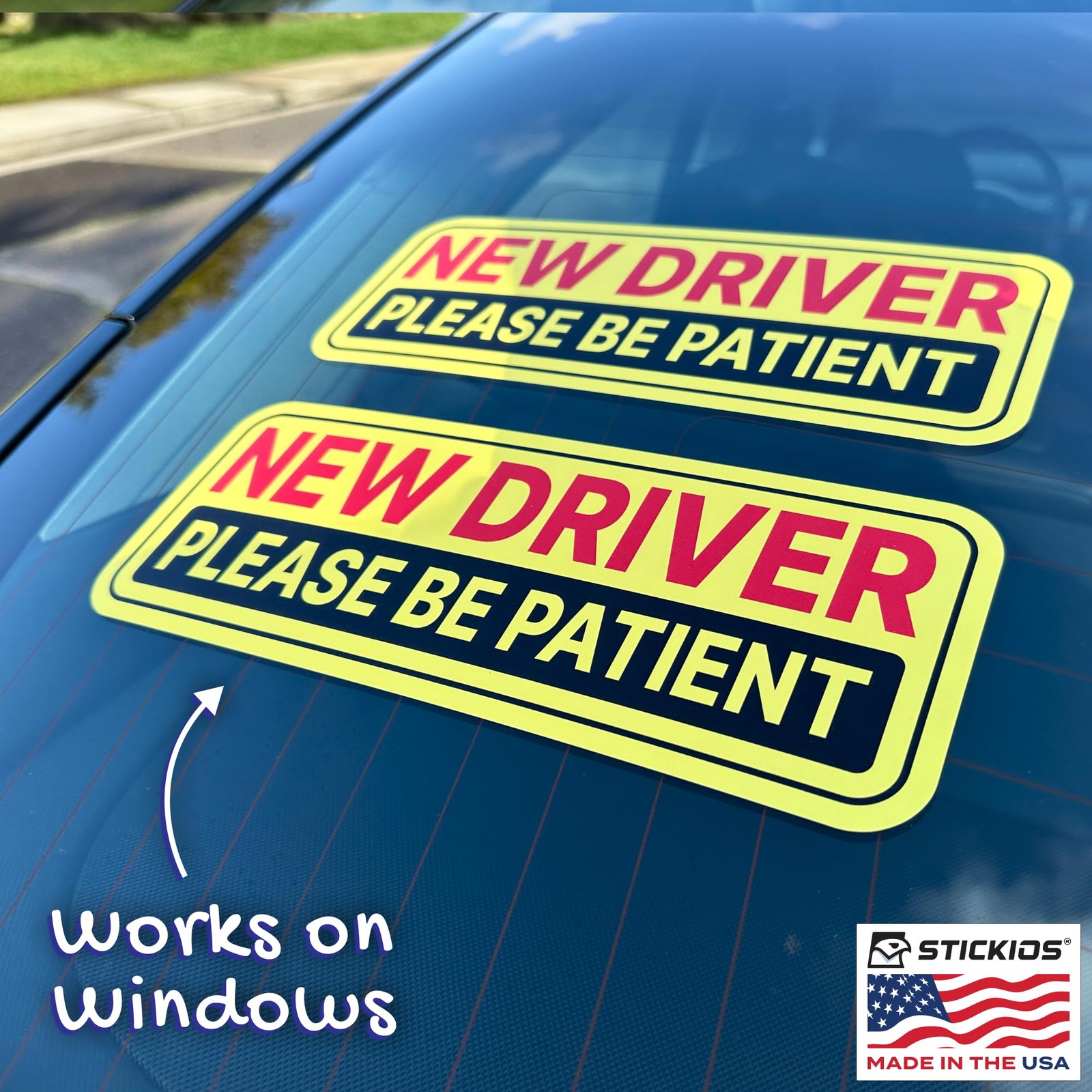 New Driver Sticker Non Magnetic Vinyl Removable 10.75in x 4in 2Pcs Car Window
