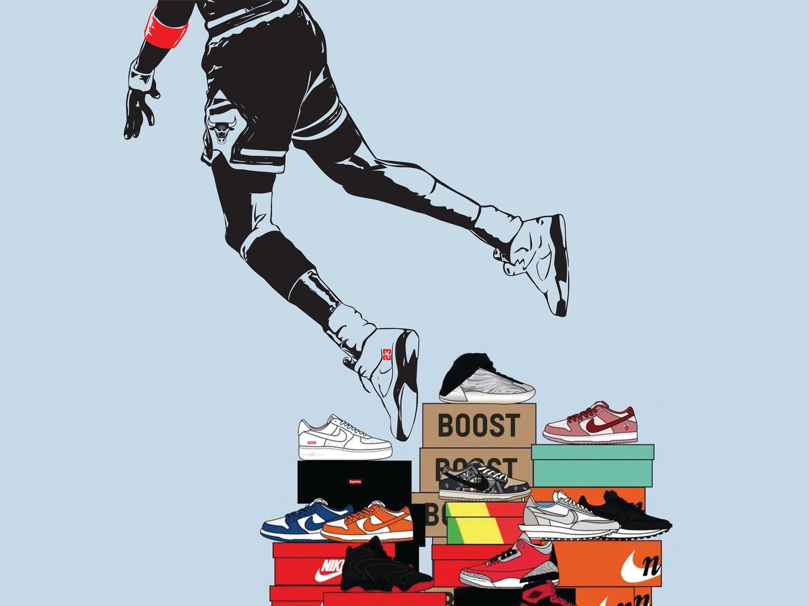Dunking Wall Decal. Sneakerhead Wall Decor. Hypebeast Basketball Dunk Wall Art.