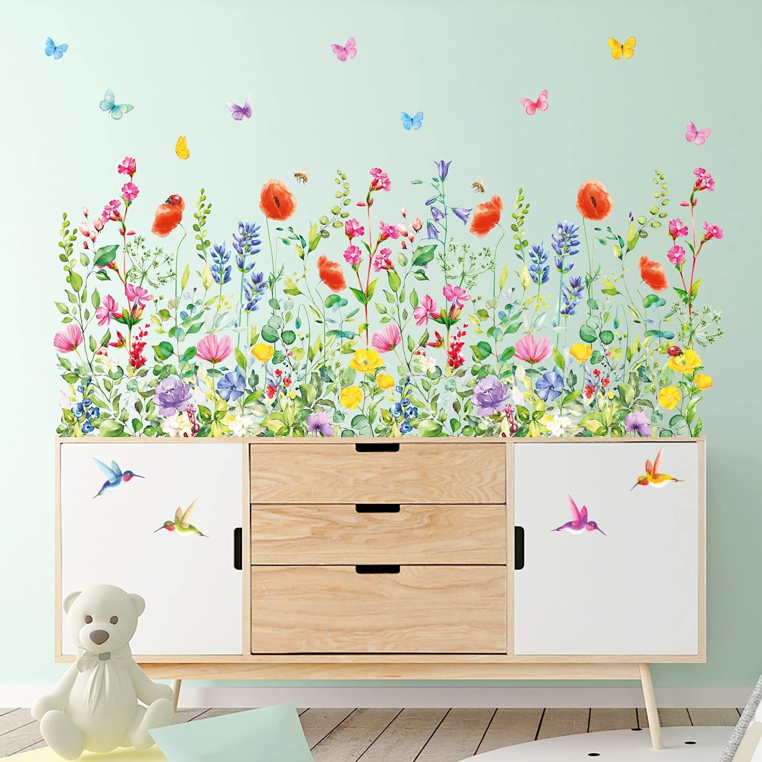 DECOWALL SG2-2114 Garden Flower Wall Stickers Birds Plants Floral Decals Remo…