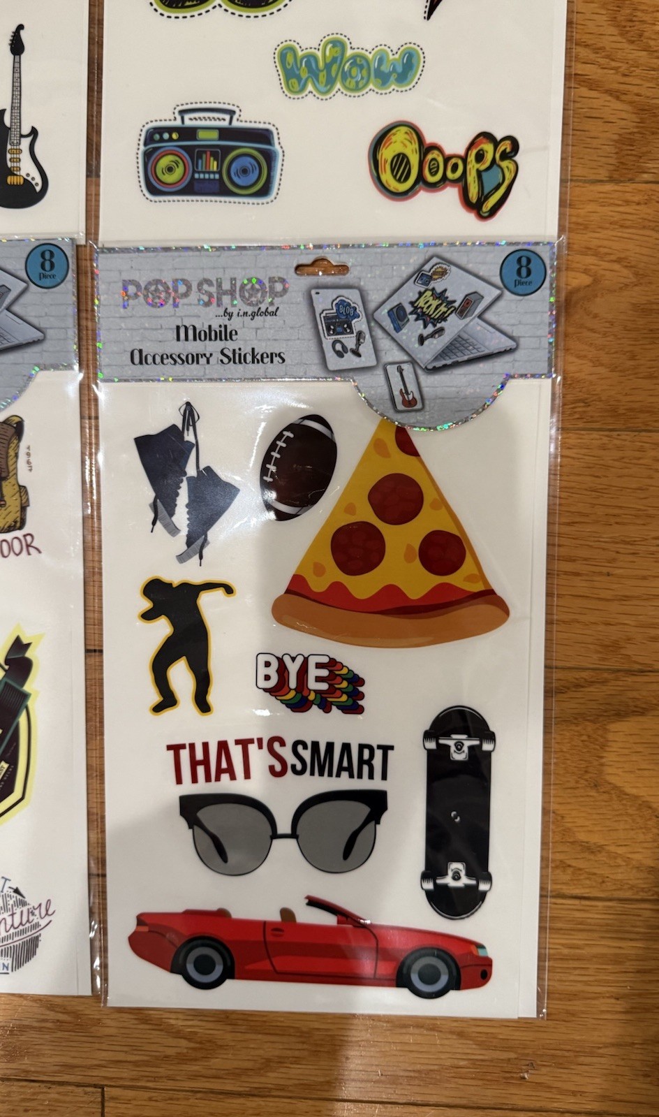 Pop Shop Mobile Accessory Stickers Tiger Pizza 8pc Lot Of 4