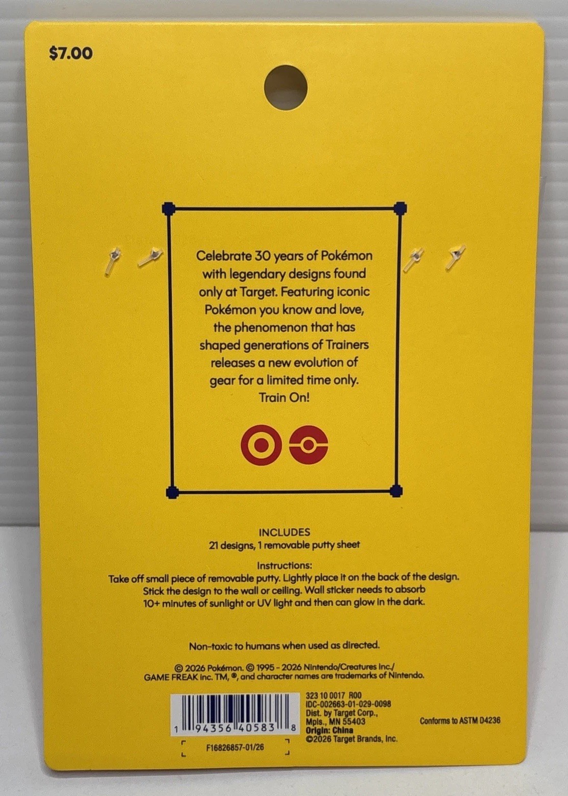 Target X Pokemon Glow-In-The-Dark Wall Sticker New 30th Anniversary Target