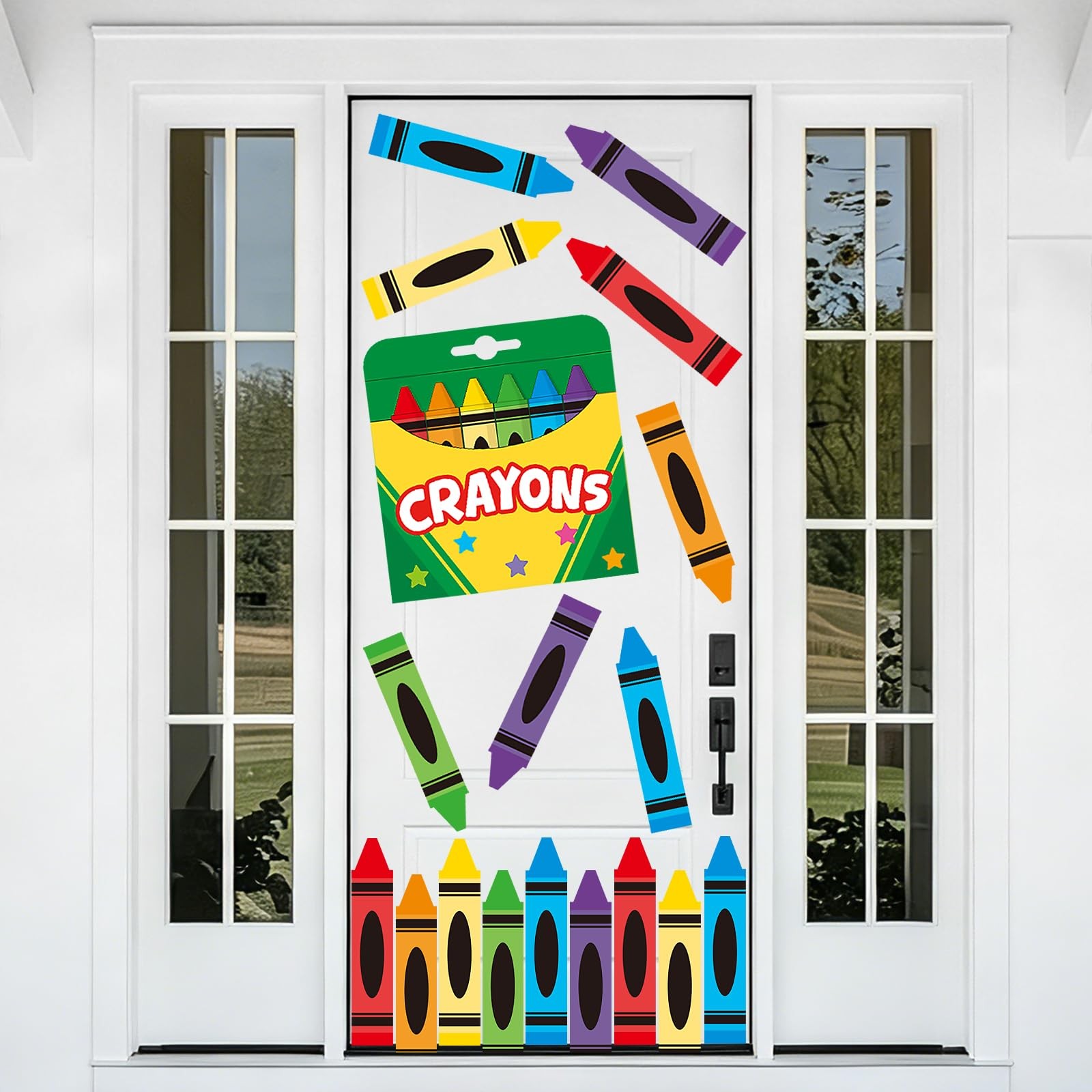 19Pcs Crayon Door Sticker Classroom Door Decoration Back to School Colorful R…