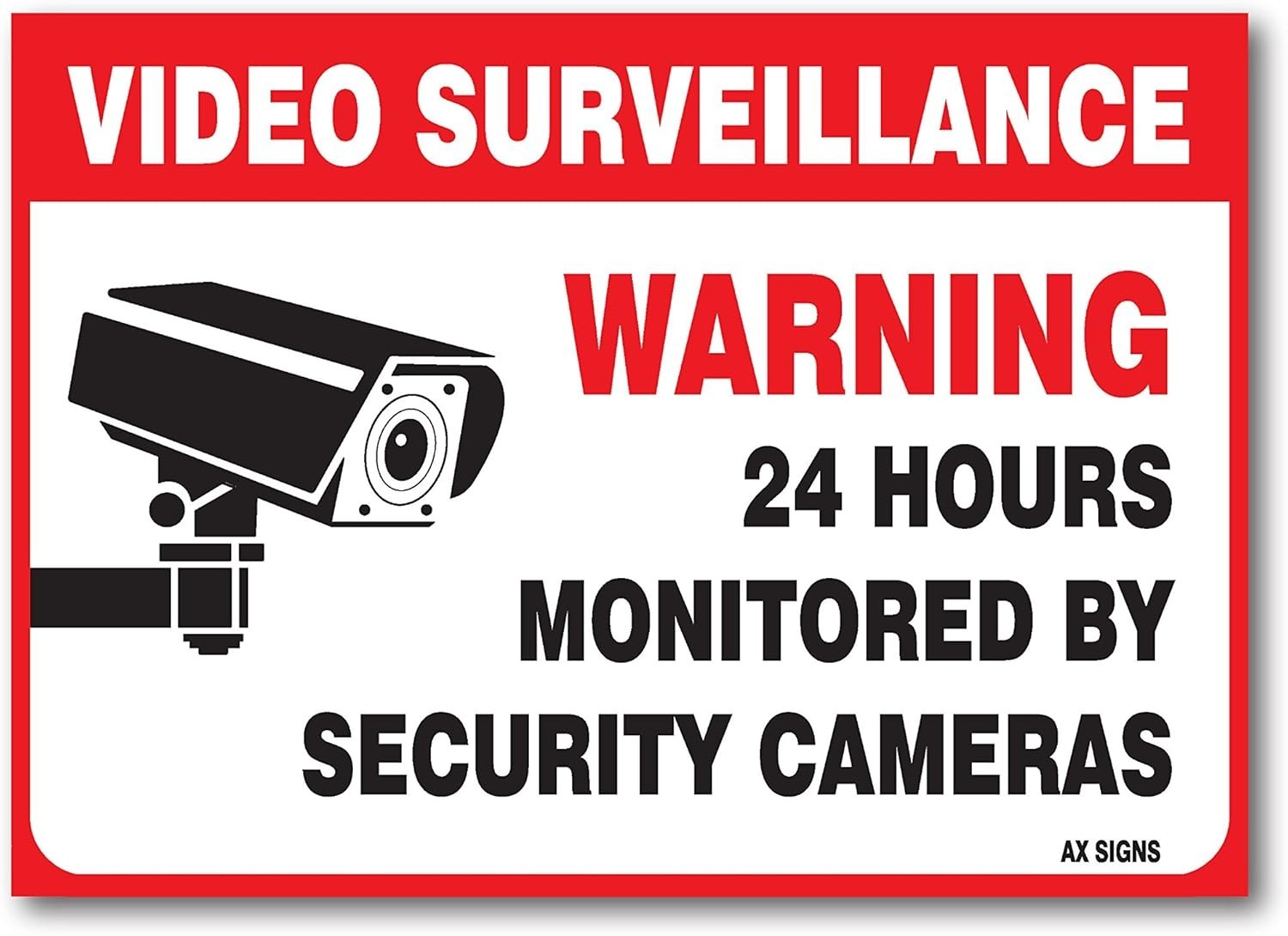 (4 Pack) Warning Video Surveillance 24 Hours Stickers – 2.5" X 3.5" Inches
