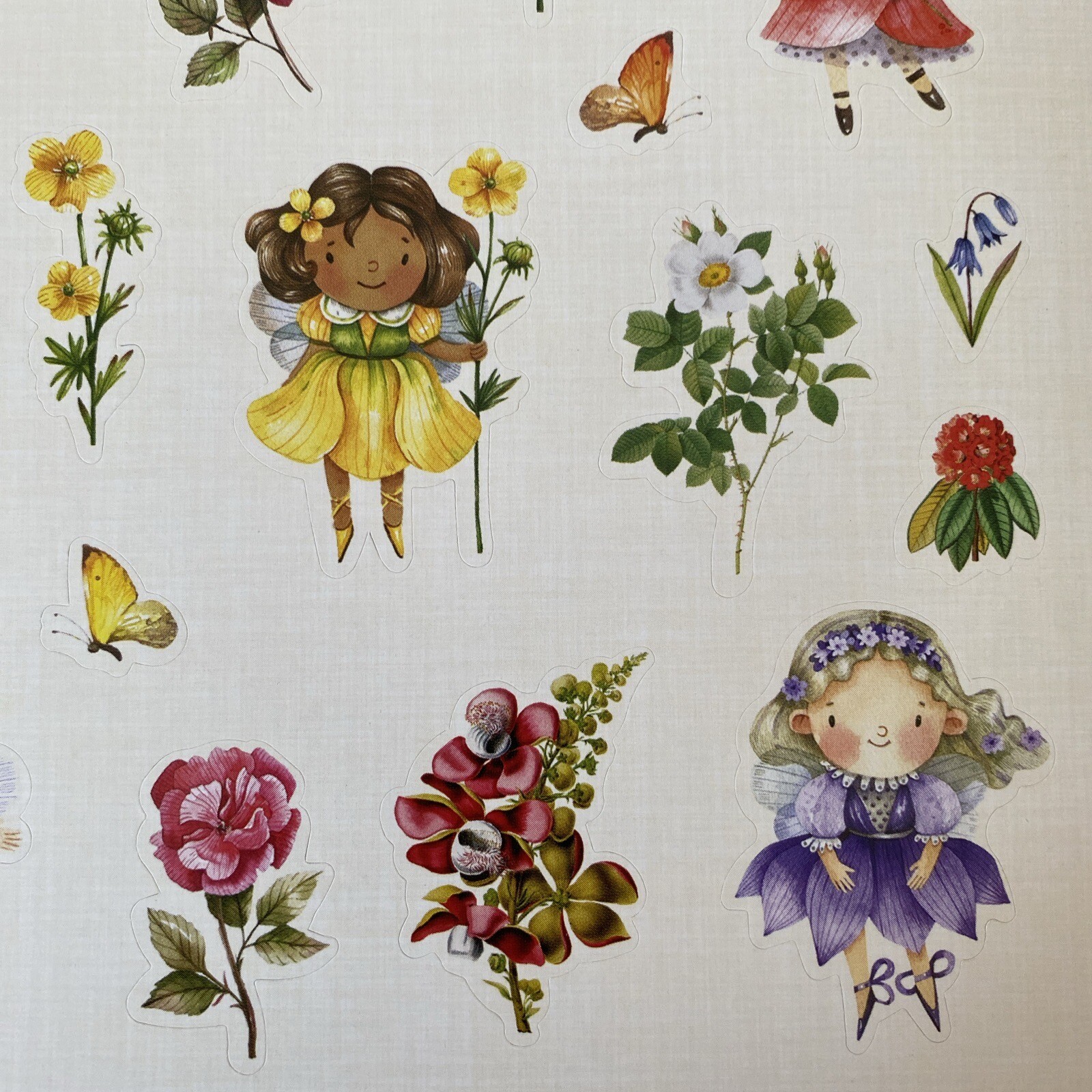 Multicultural Kid Fairies Flowers Butterflies Spring Girl Stickers Decorate New