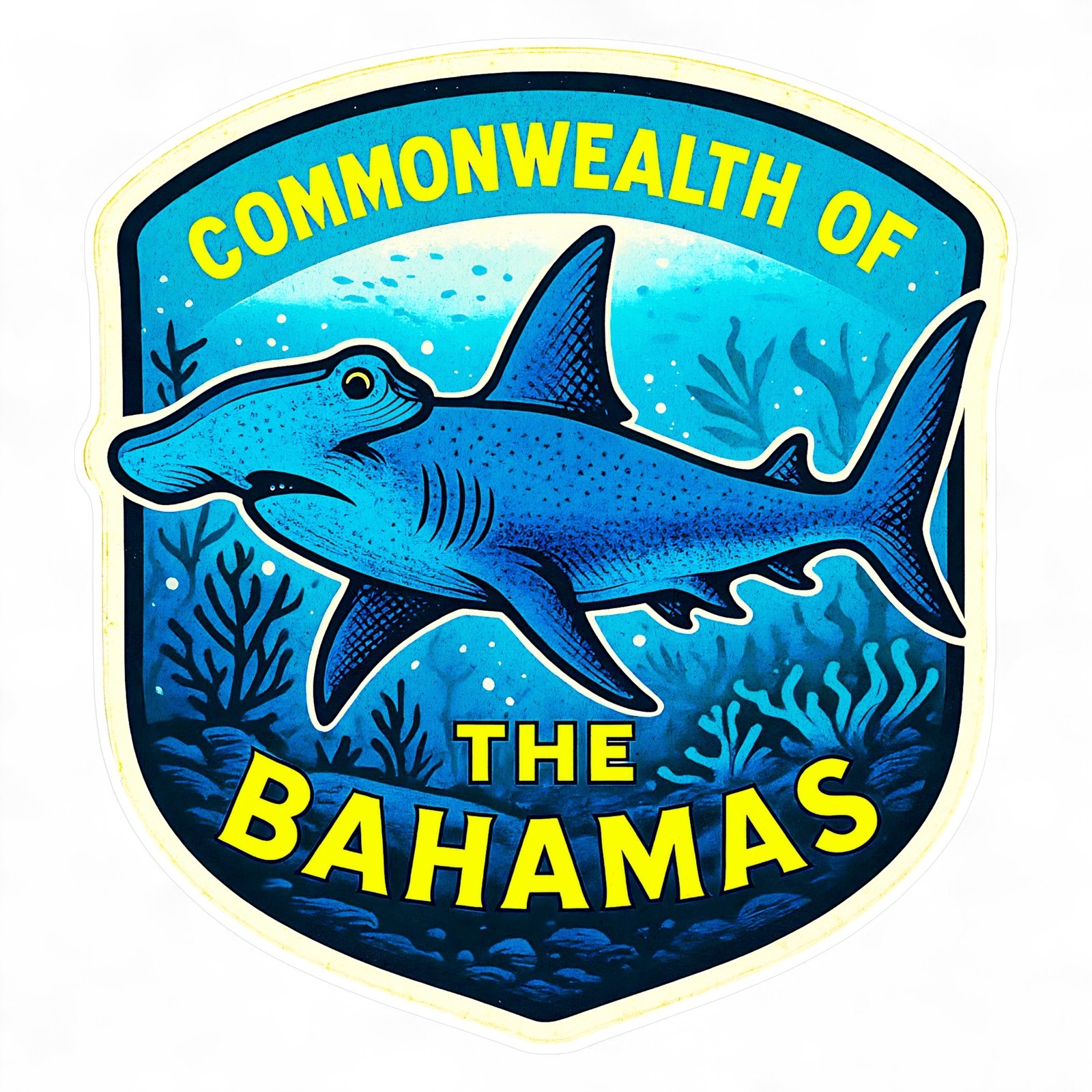 Bahamas Sticker Vinyl Decal Vintage Style Hammerhead Shark Souvenir Vacation