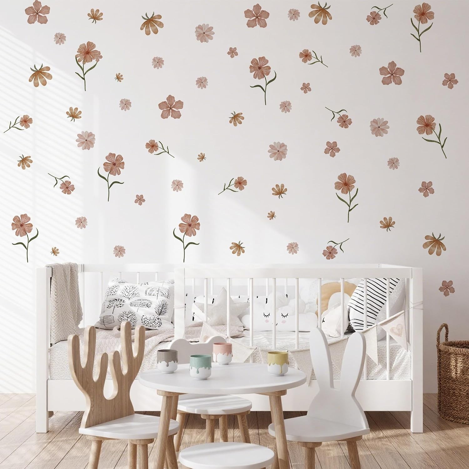 Flower Wall Decals Watercolor Wildflower Wall Art Removable Girl Room Decor