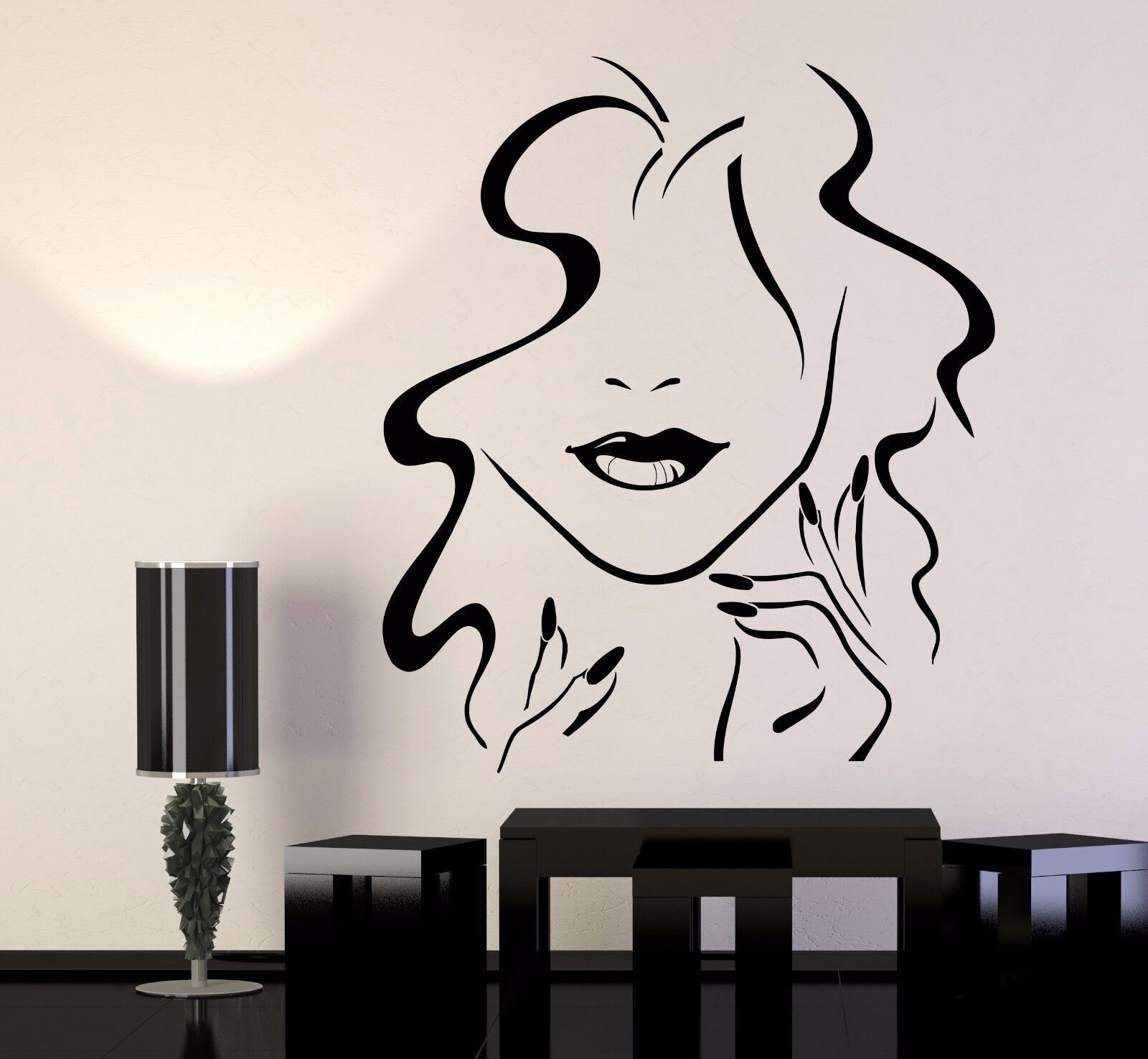 Vinyl Wall Decal Beauty Hair Salon Girl Lips Nails Makeup Stickers (1121ig)