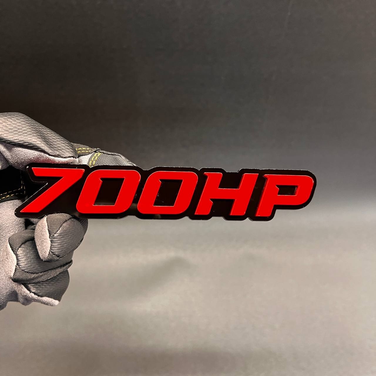 1X 700 HP Custom 3D Car Emblem Multicolor Acrylic Car Badge Decal BLACK – RED