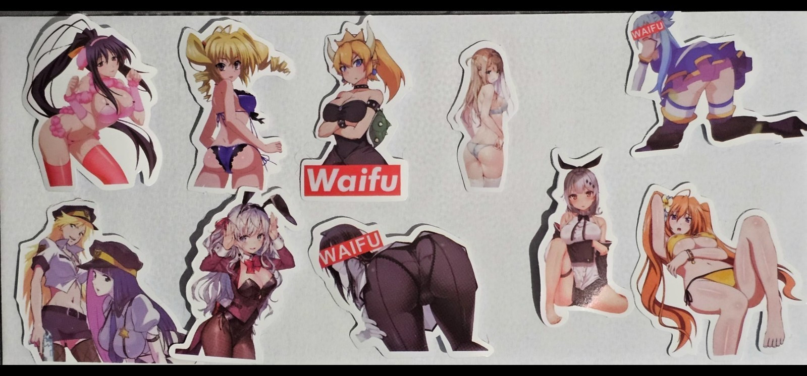 10 Pcs Varied Size 2 X 1 inch Adult NSFW Lewd Anime Waifu Stickers