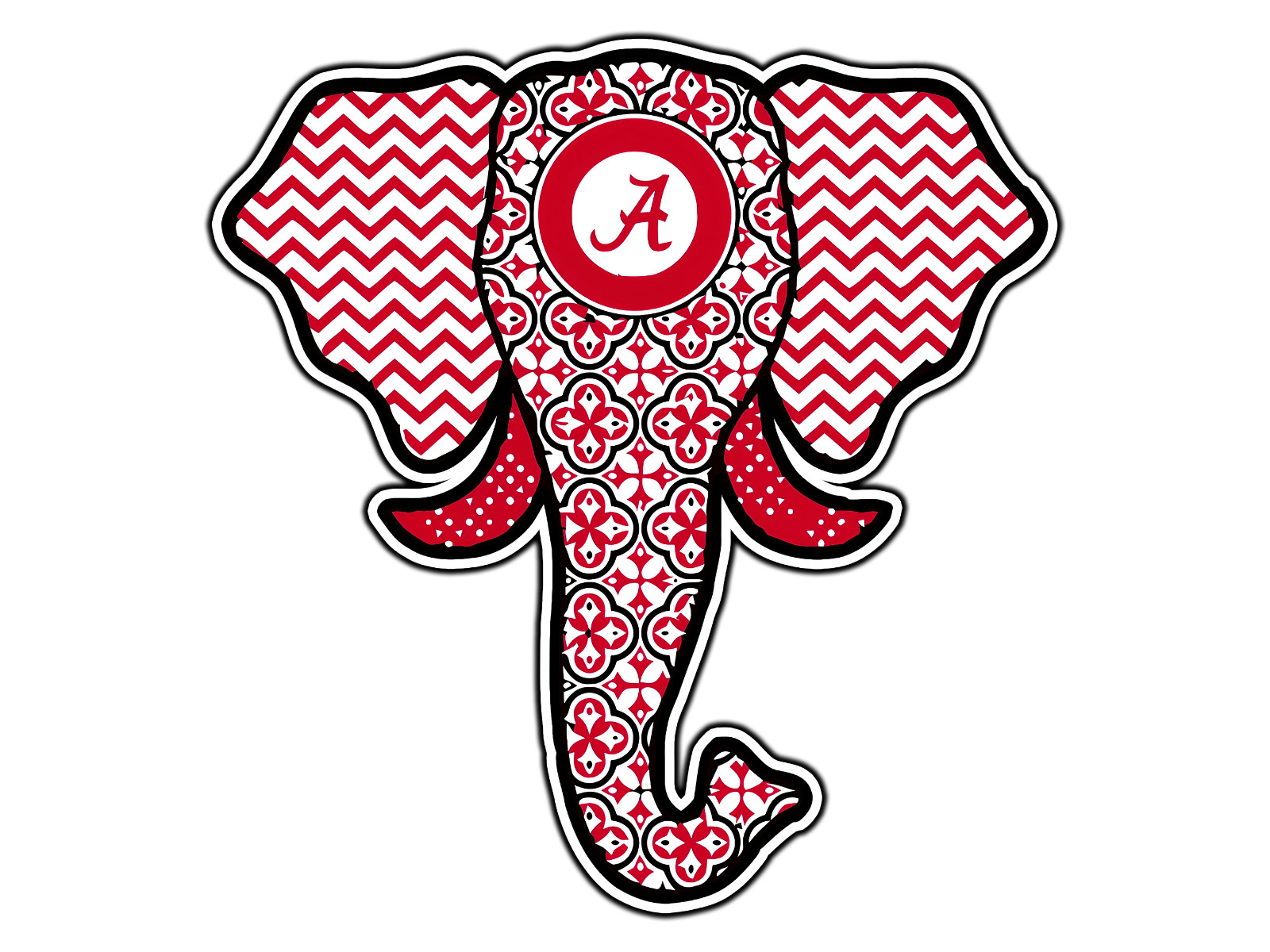 Alabama Elephant Cute Logo College Sticker Waterproof Vinyl Decal Die-Cut Car