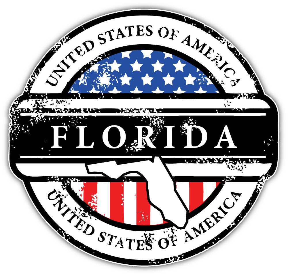 Florida USA State Grunge Emblem Car Bumper Sticker Decal "SIZES"