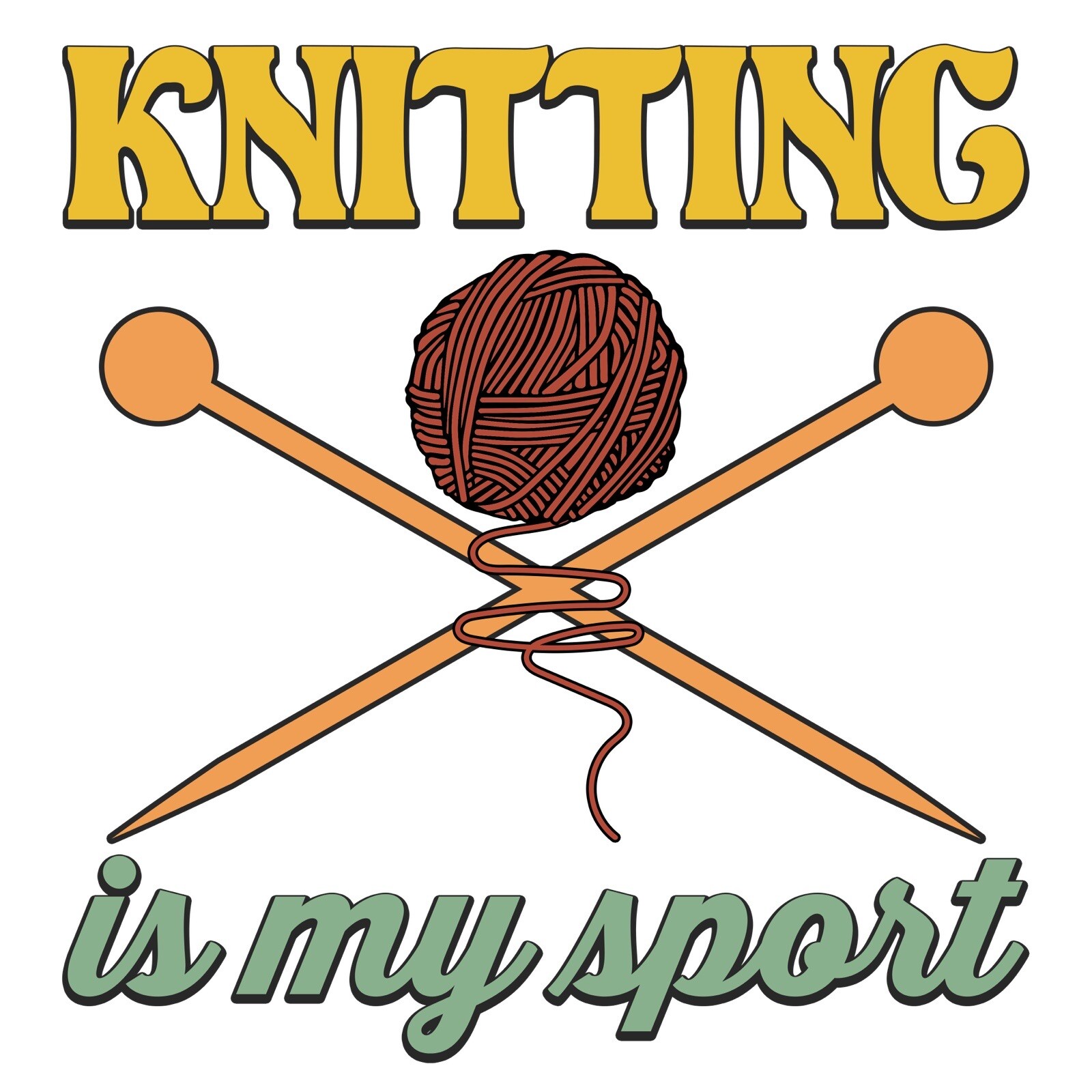 4” Knitting Is My Sport Sticker Heart Yarn Ball Stitch Needles Knit