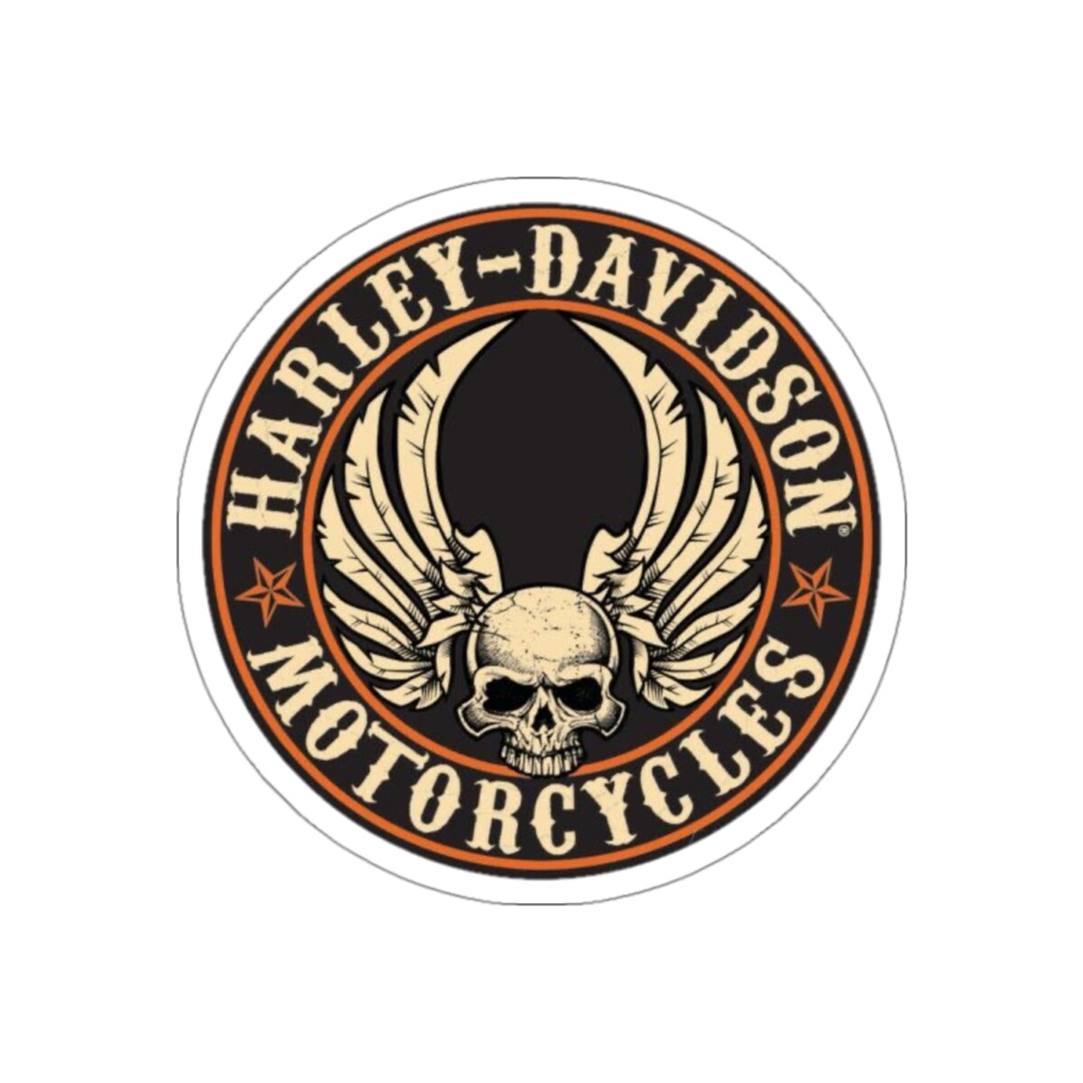 Motorcycle Harley Davidson Skull Wings Art Illustration Logo Kiss-Cut Stickers