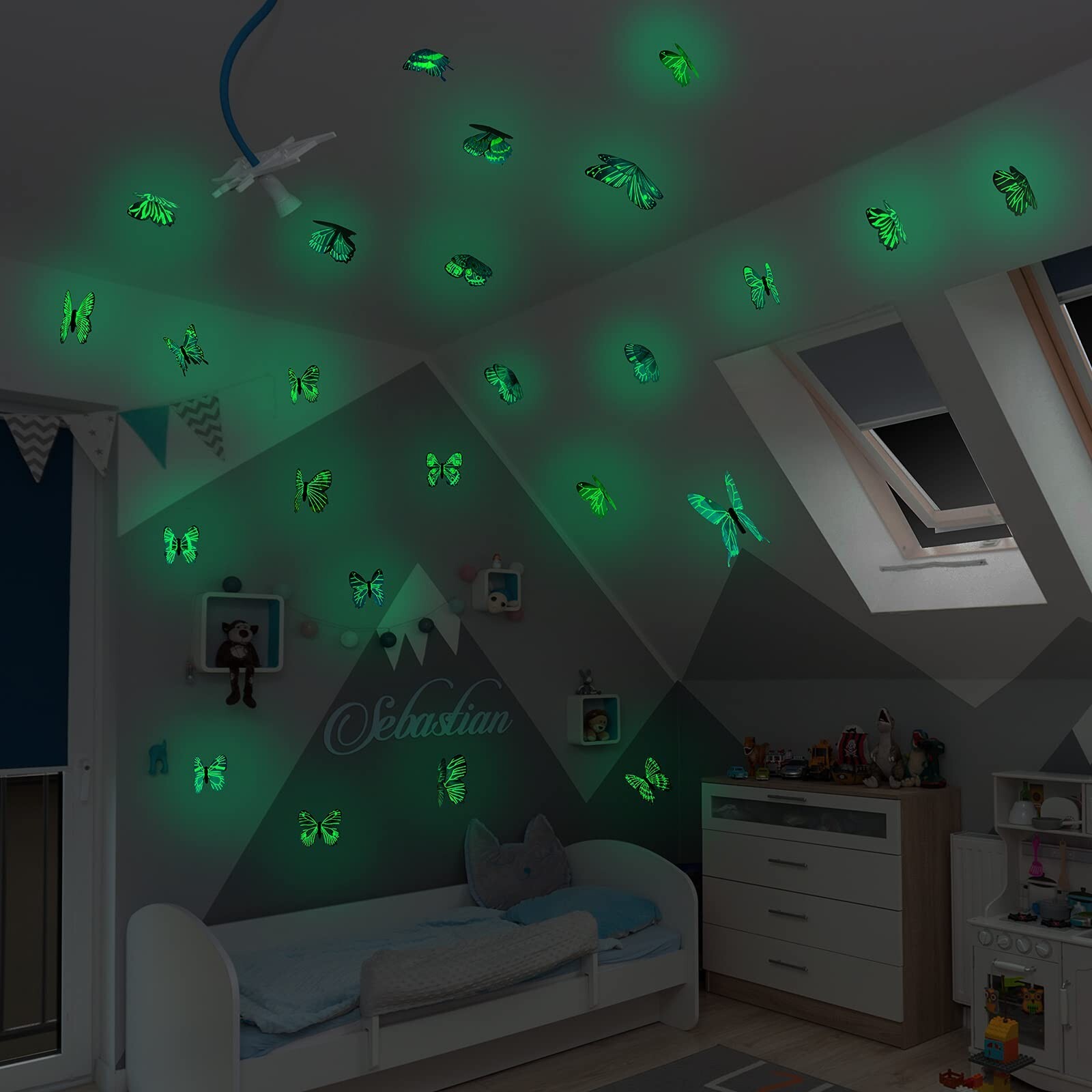 48 Pieces Butterfly Decal, Glow in The Dark 3D Butterfly Sticker for Ceiling …