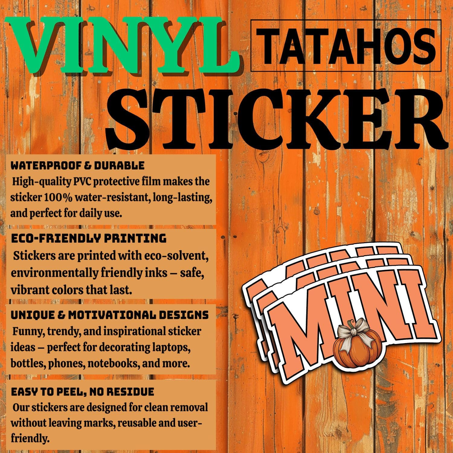 3Pcs Mini Pumpkin Stickers Halloween Quote Waterproof Vinyl Decals 3X1.5