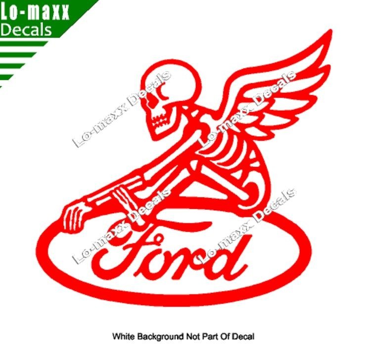Ford Reaper Skeleton Wings Car Truck Window Hood Die Cut Vinyl Decal Sticker