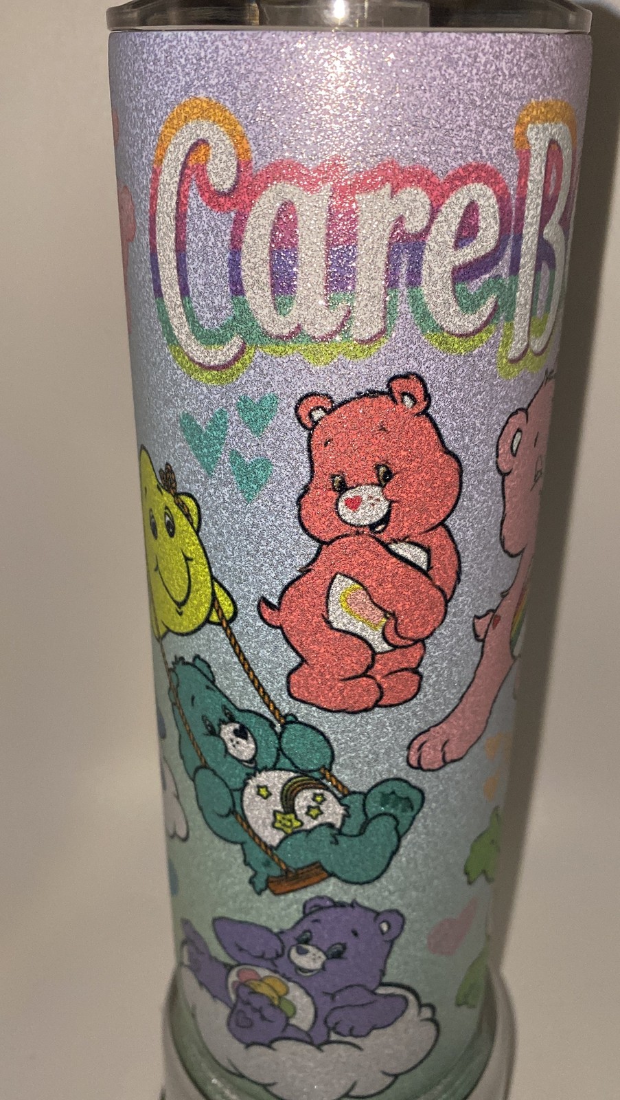 Care Bears GLITTER retro 20 oz tumbler inspired Nostalgic 80s HOT or COLD