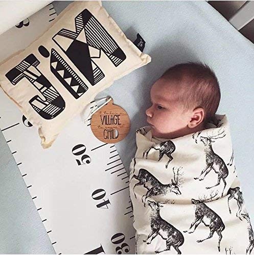 Mibote Baby Growth Height Chart Handing Ruler Wall 79" x 7.9", Black & White