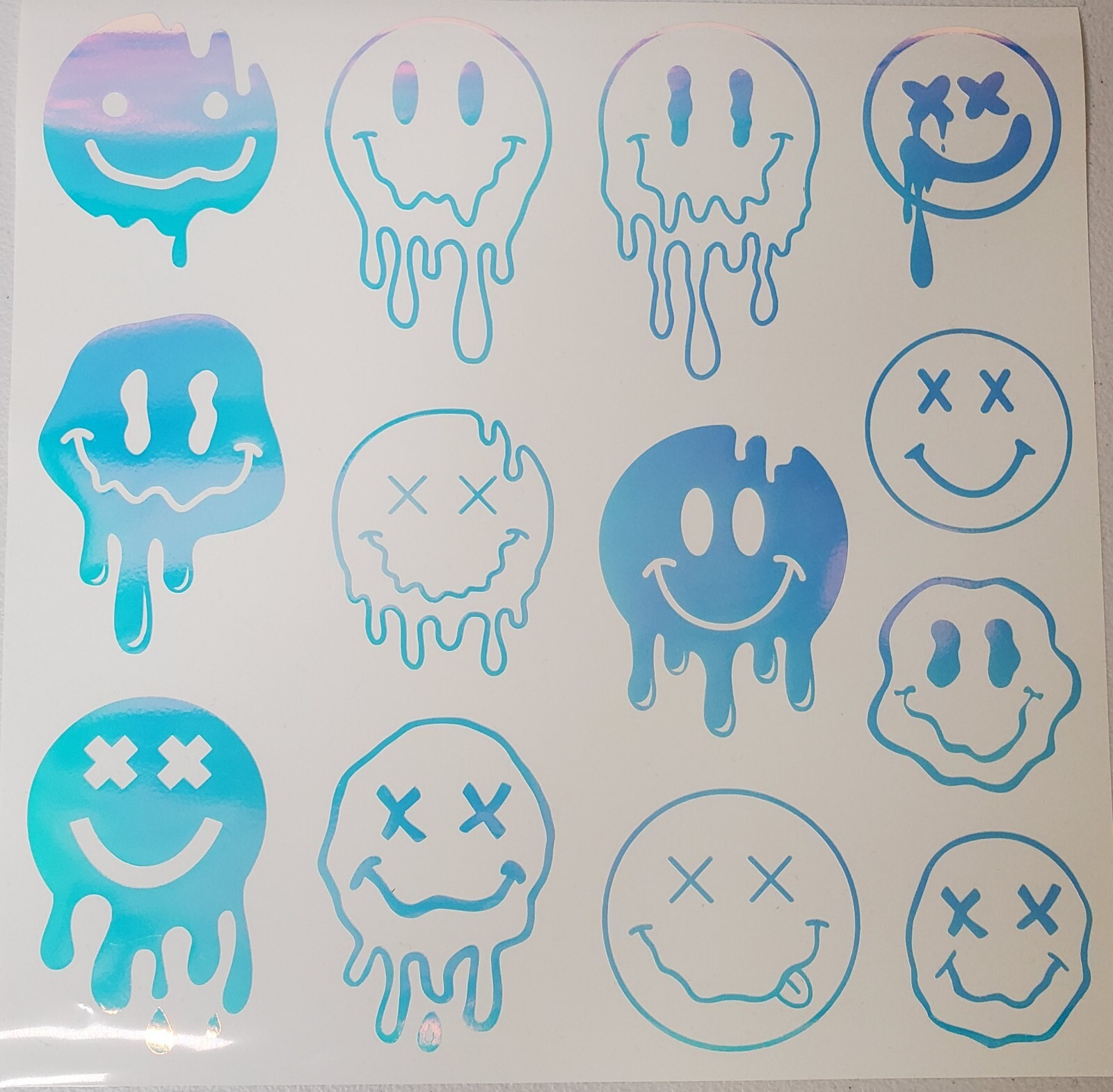 Glow In The Dark Vinyl Decal Smiley Face Drip Effect Lit Studio Decor Full Sheet