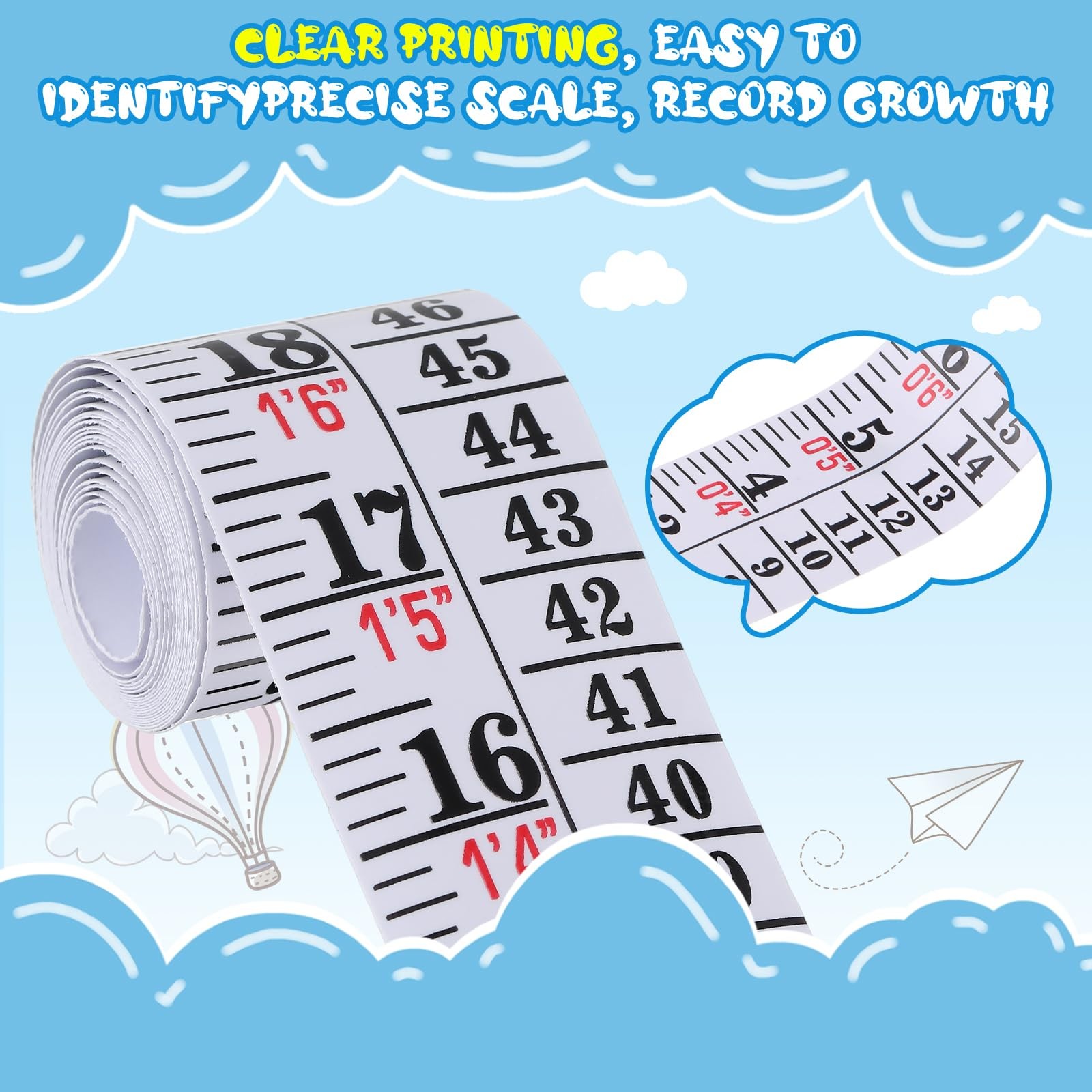 Tatuo Growth Chart Wall Labels Height Indicator 1 Count (Pack of 1), White