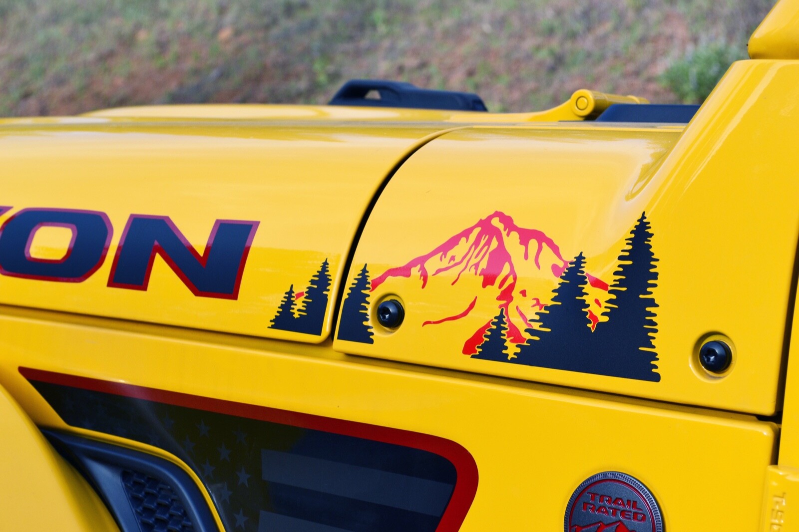 Mountain and Trees 2 Color Short Decal for Hood Jeep Wrangler JL 2018+
