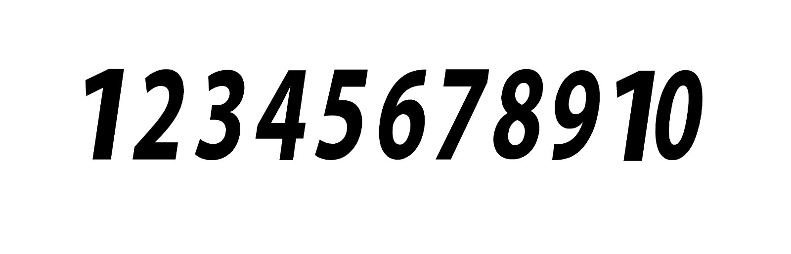 1-10 Numbers Reflective Black Sticker Vinyl Decals 1" – 10" Set Of 10 (V651-R)