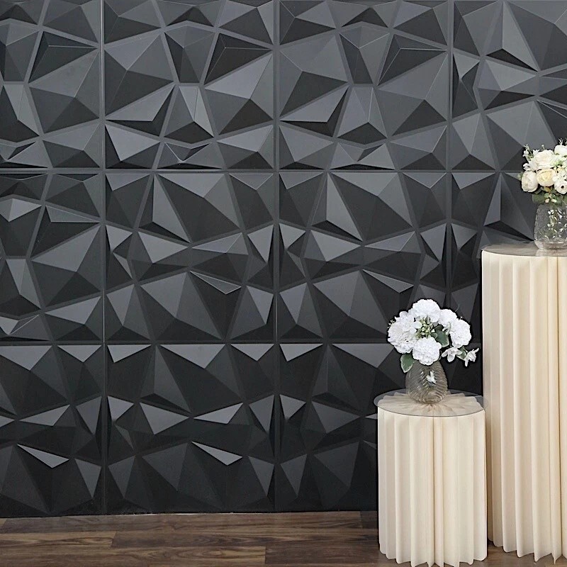 10PCS 12*12" 3D Wall Panels Diamond Design Textured PVC Wall Background Decor