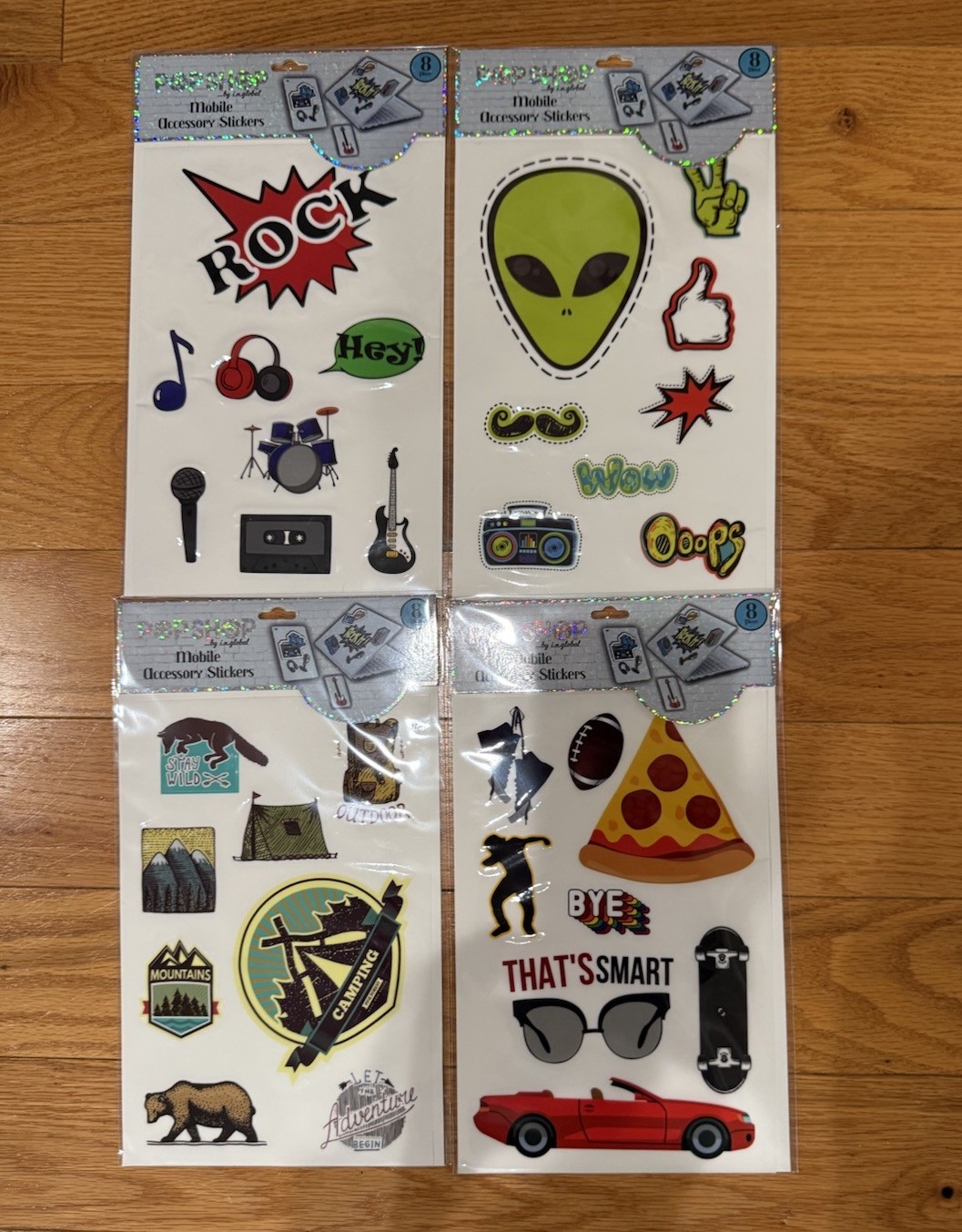 Pop Shop Mobile Accessory Stickers Tiger Pizza 8pc Lot Of 4