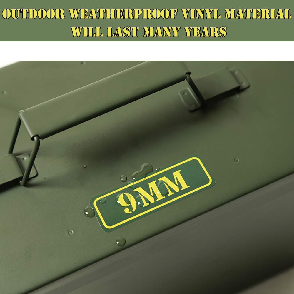 Ammo Can Vinyl Sticker Set Decal 3 inches by 1 inch, 80 Pack/10 Varieties