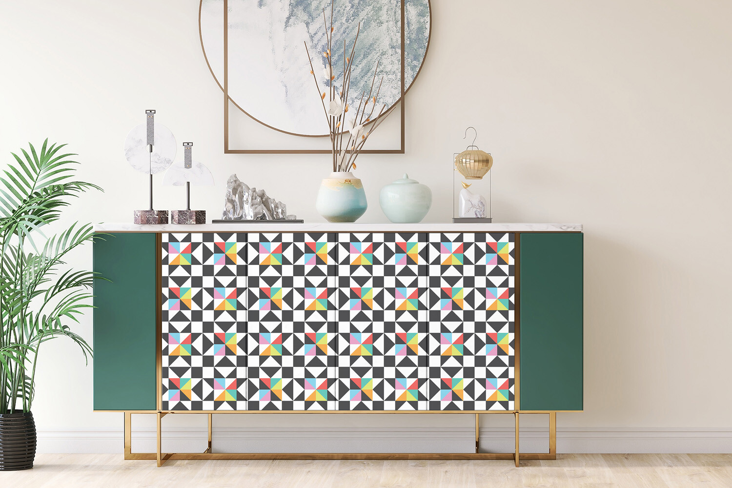 Worktop Covering Stickers Self Adhesive Vinyl Wrap Geometric pattern 100×50
