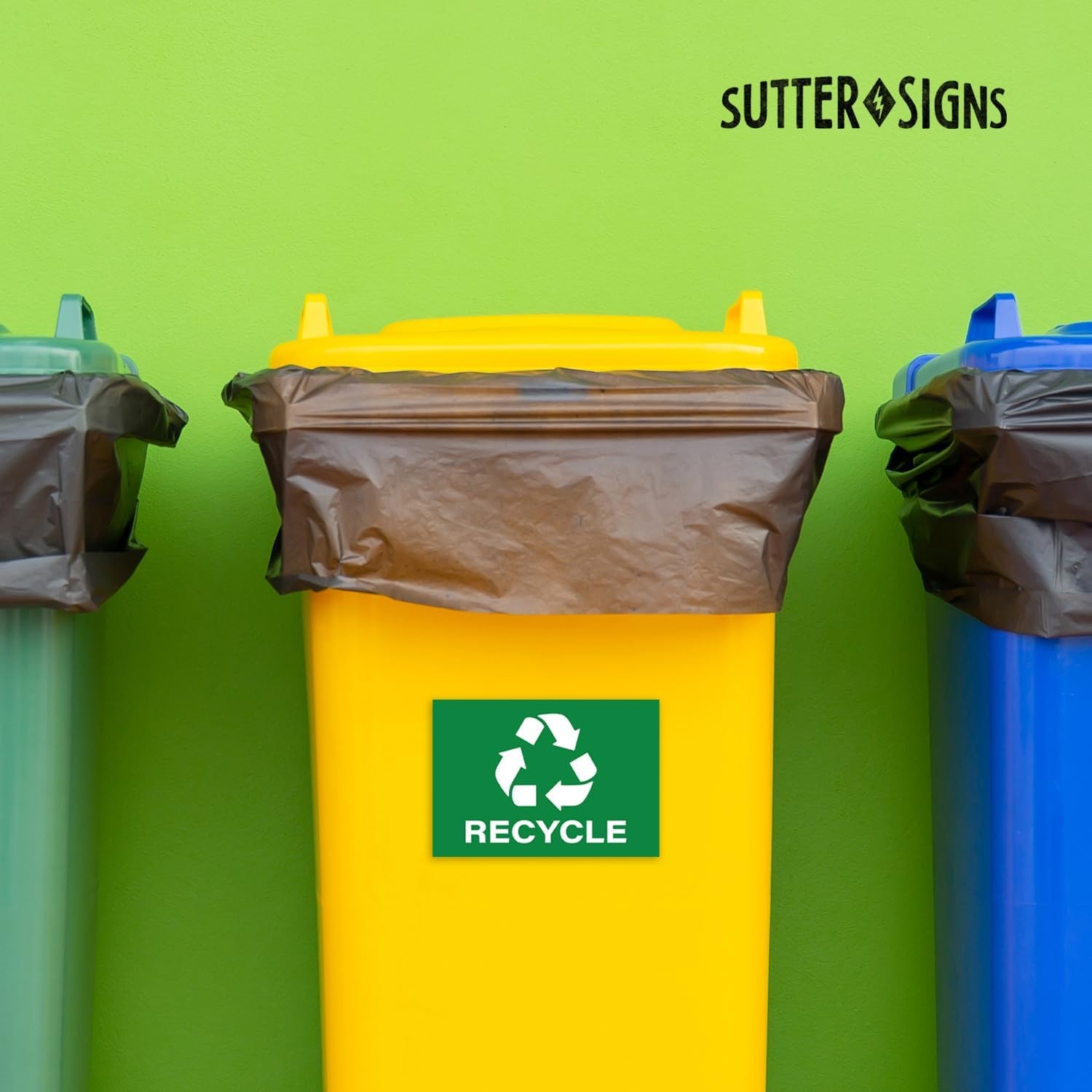 Trash and Recycle – sticker decals / home and office container / various sizes!