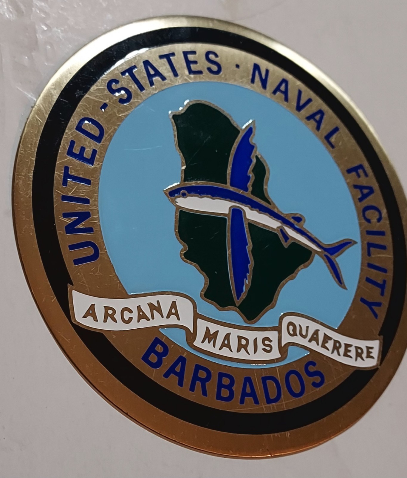 ( ALUMINUM ) 3" DECAL, STICKER- former United States Naval Facility in Barbados