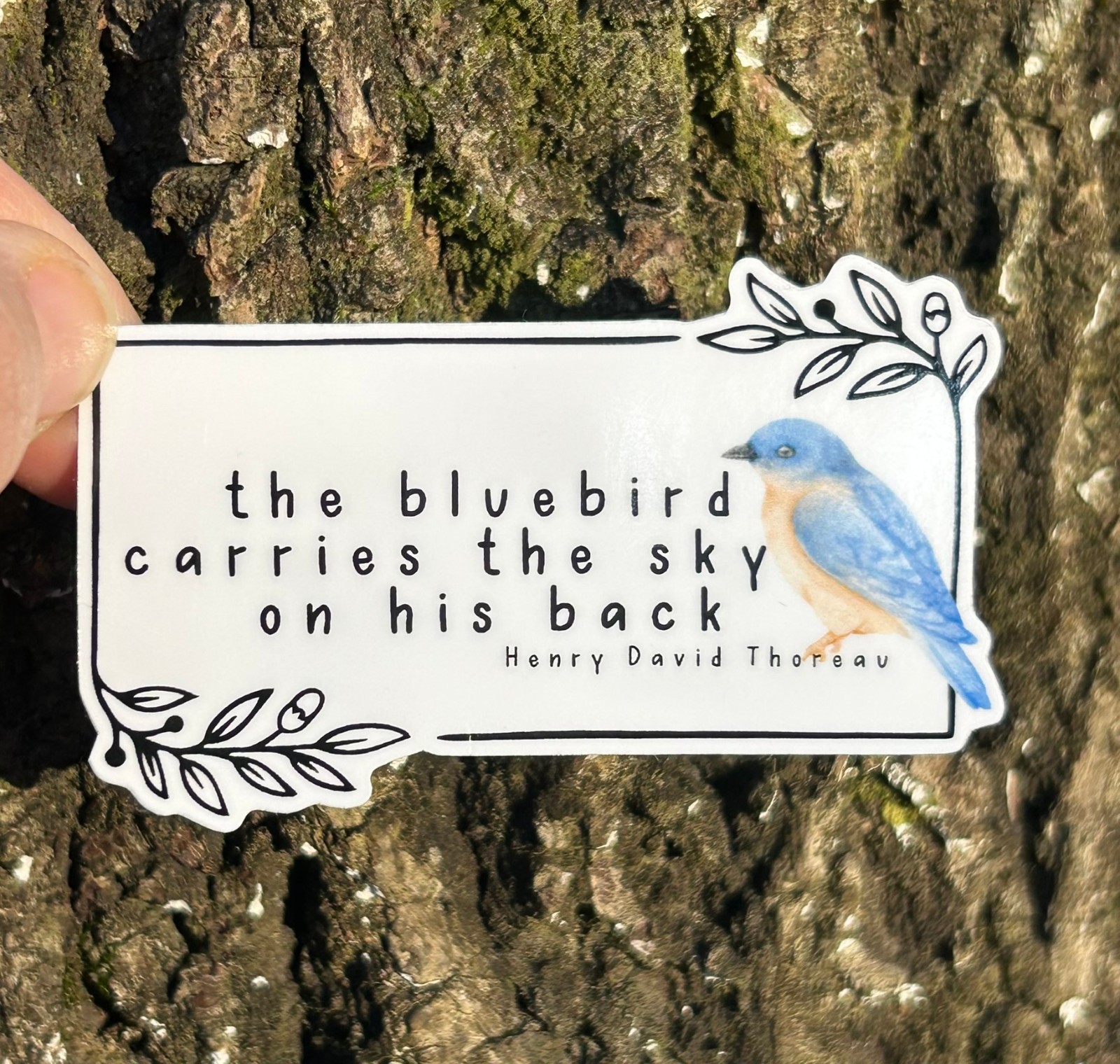 Bluebird Carries the Sky his Back, Blue Bird, Poem, David Thoreau, 2" Sticker